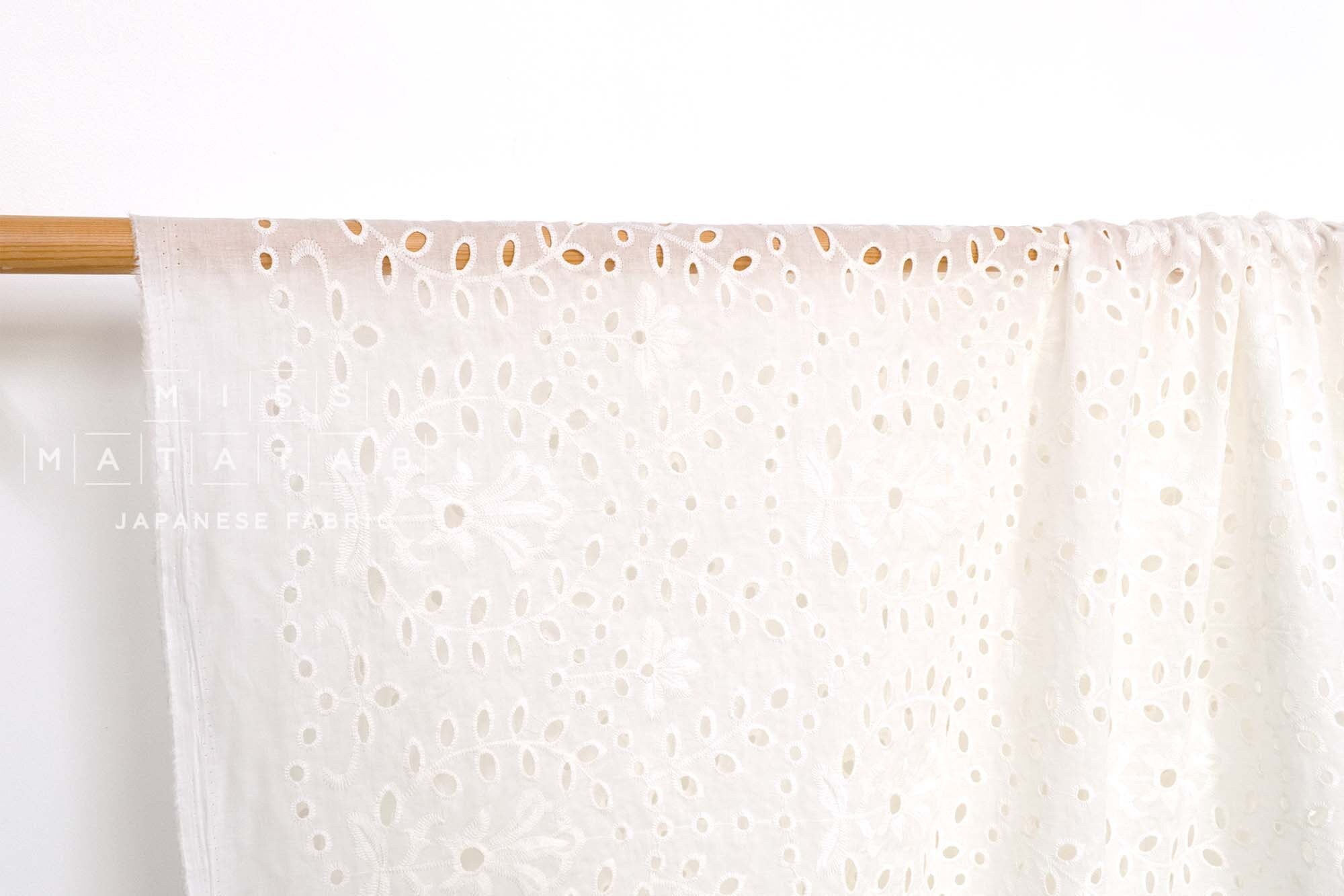 Japanese Fabric Embroidered Eyelet Flowers - 50cm