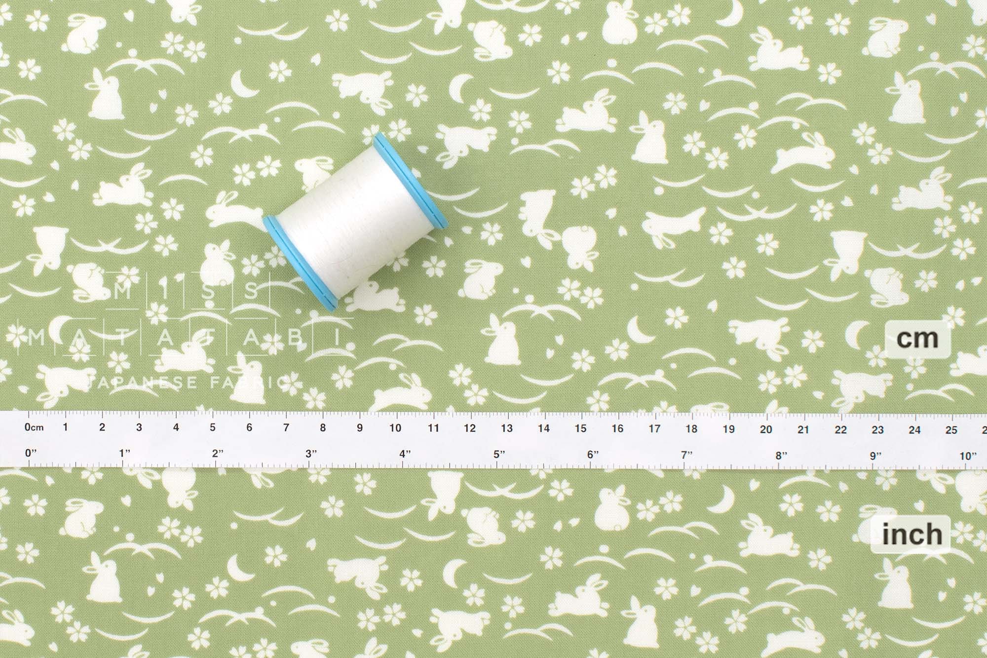 Japanese Fabric Sakura Bunnies - spring green - 50cm
