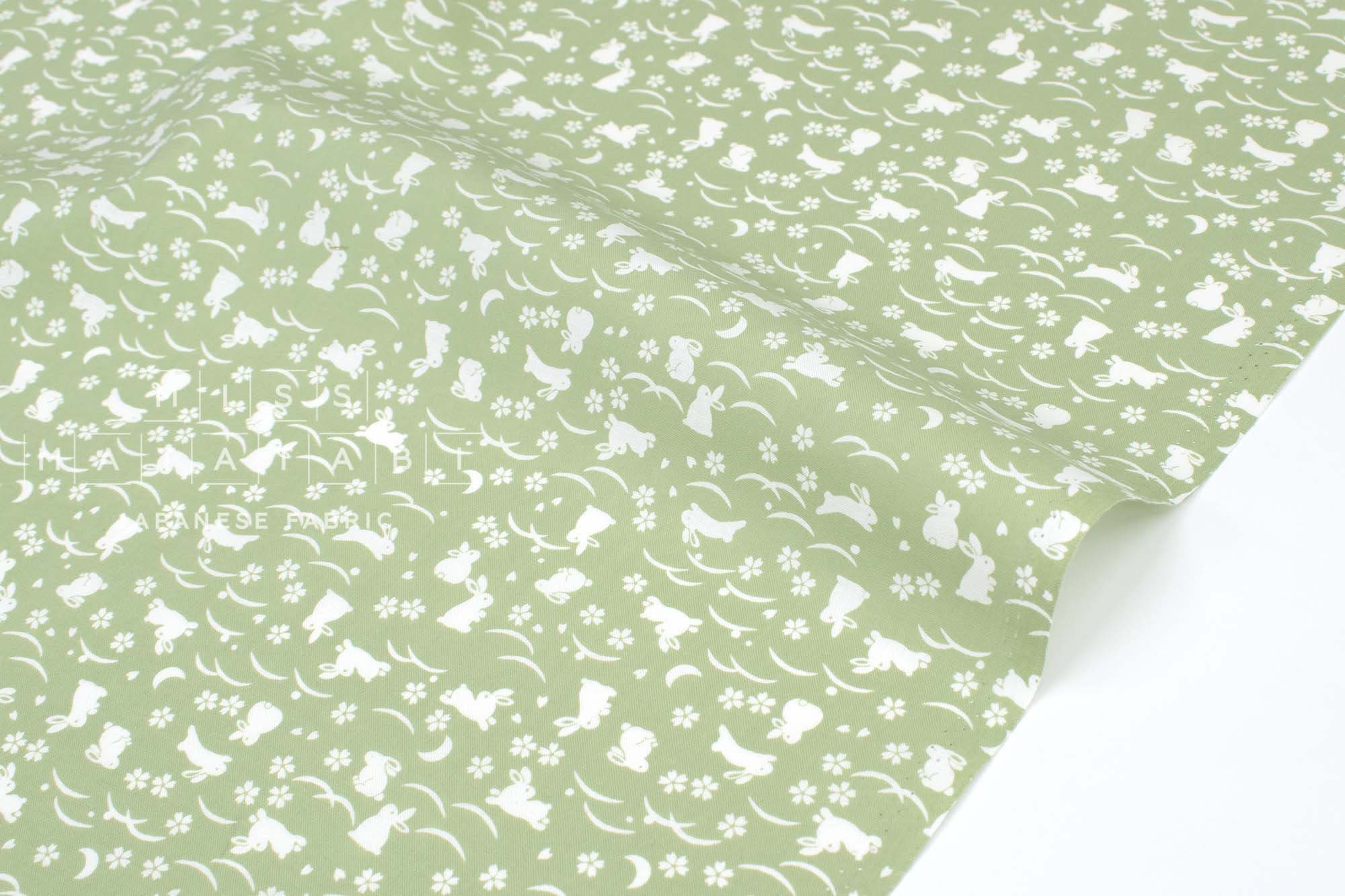 Japanese Fabric Sakura Bunnies - spring green - 50cm