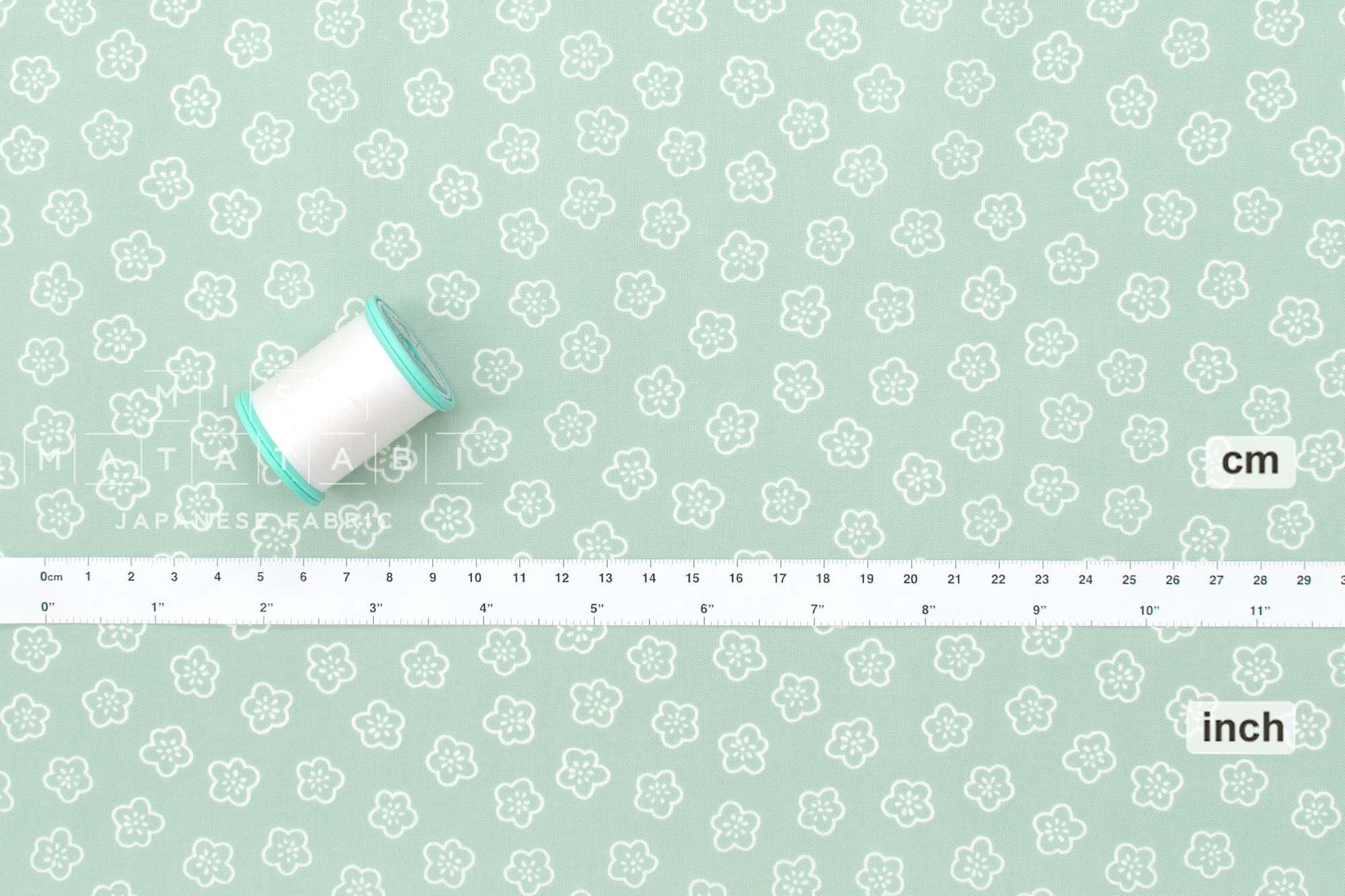 Japanese Fabric Little Ume - green blue - 50cm