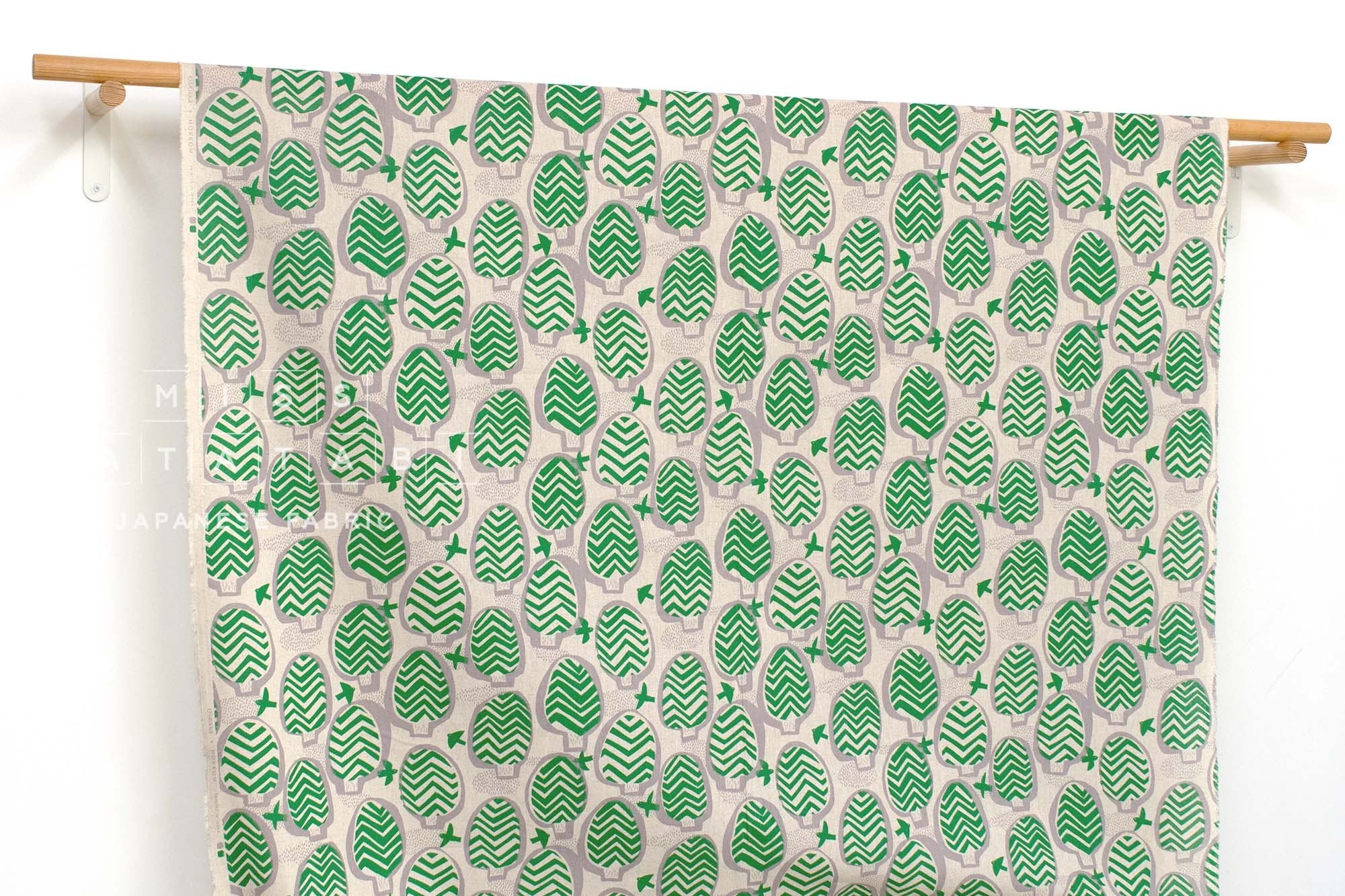 Japanese Fabric Felix - green, grey - 50cm