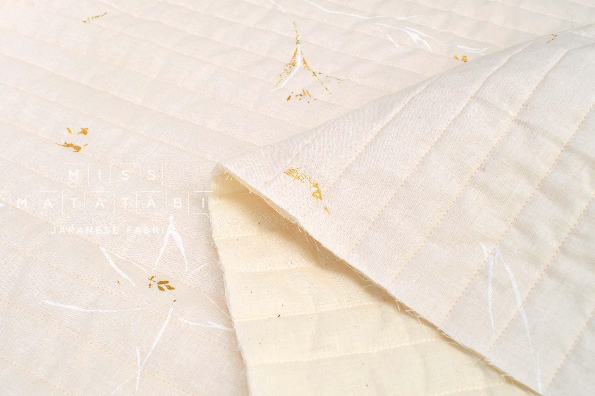 nani IRO Kokka Japanese Fabric GUNSEI Quilted linen blend - D - 50cm