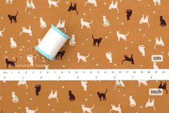 Japanese Fabric Corduroy Cats and Pindots - B - 50cm