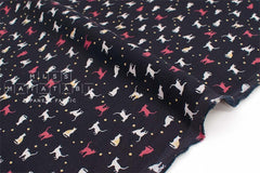 Japanese Fabric Corduroy Cats and Pindots - E - 50cm