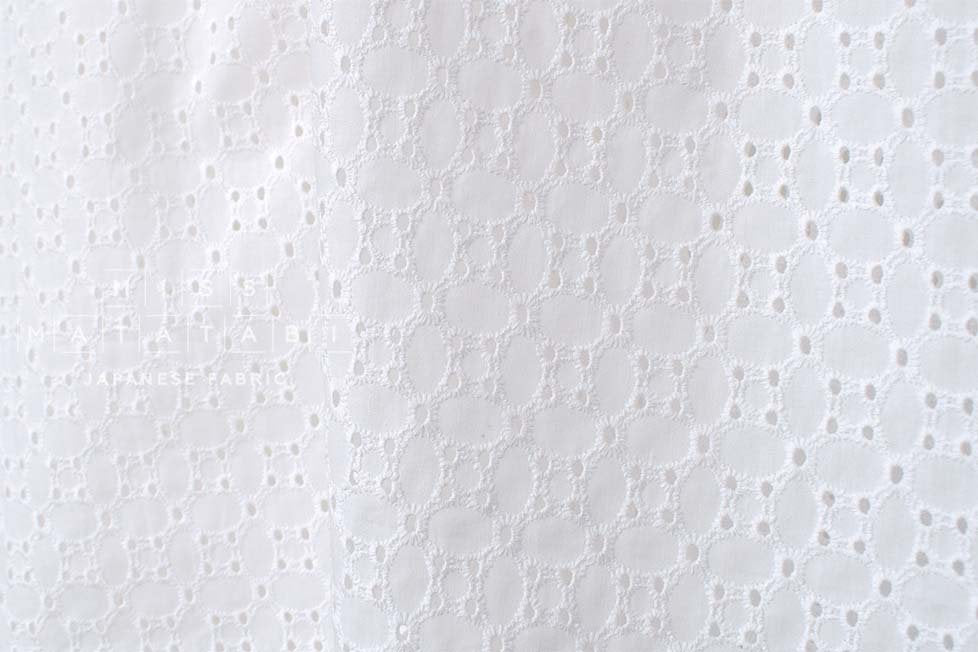 DEADSTOCK Japanese Fabric Embroidered Eyelet - bright white - 50cm
