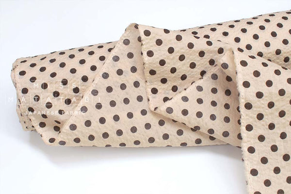 DEADSTOCK Japanese Fabric Dotty Ripple - milk tea - 50cm