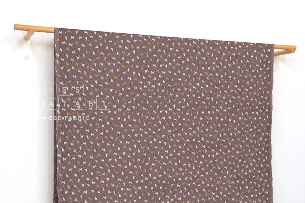 Japanese Fabric Corduroy Cats and Pindots - C - 50cm