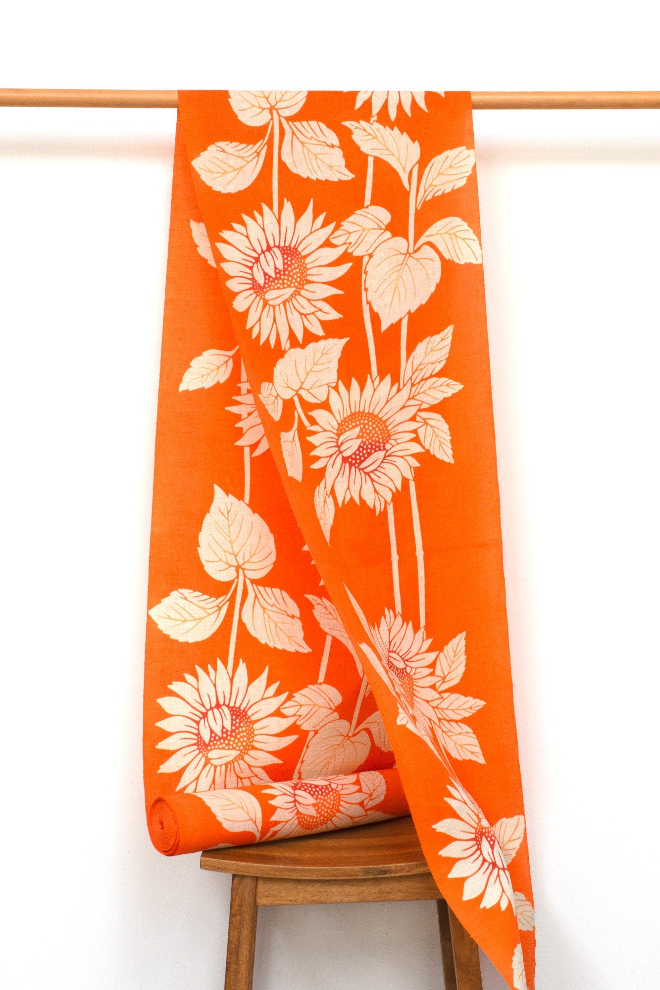 Shokunin Collection Hand-printed Chusen Japanese Yukata Fabric - Himawari Sunflower - 50cm