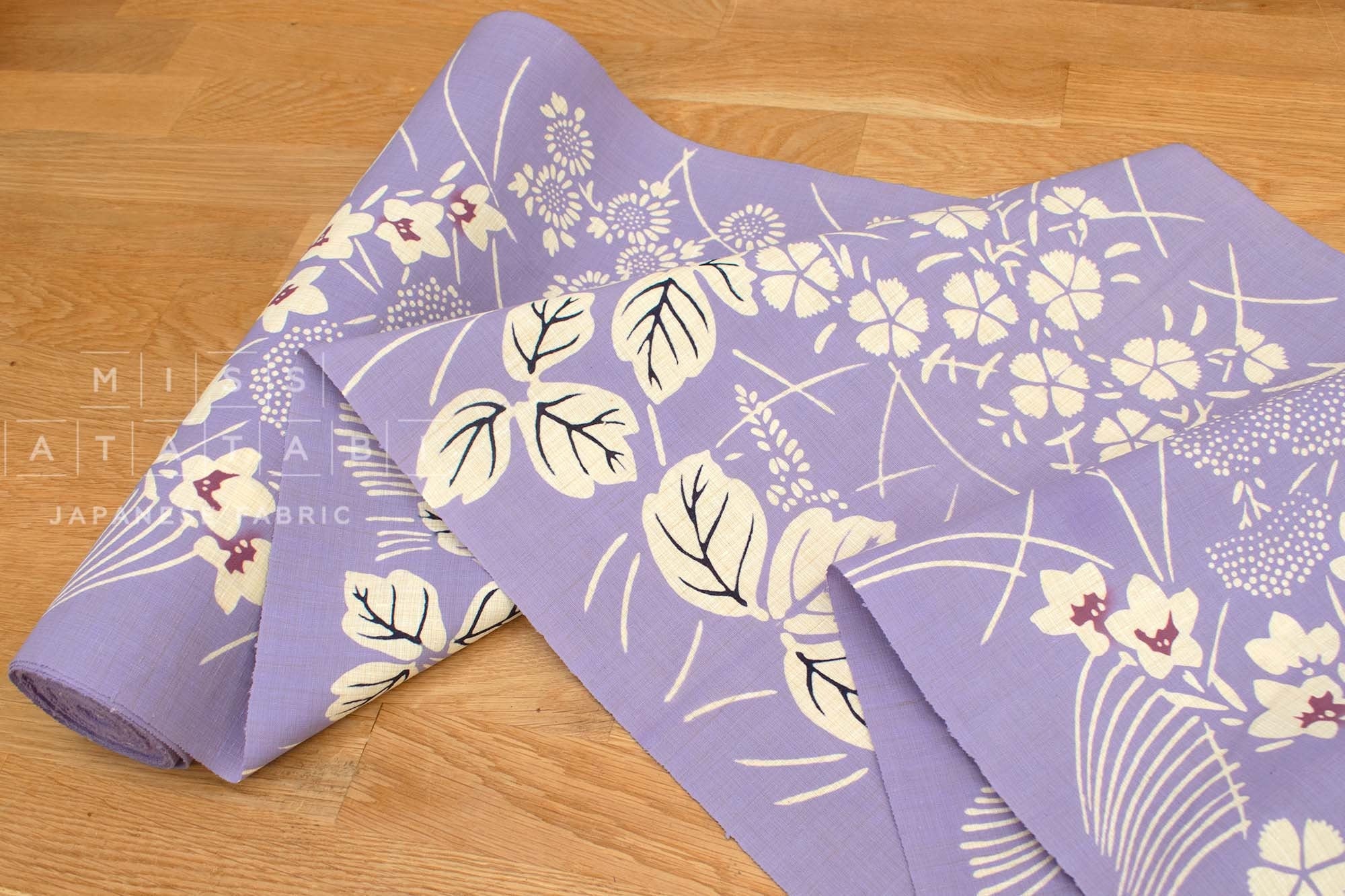 Shokunin Collection Hand-printed Chusen Japanese Yukata Fabric - Akikusa - 50cm