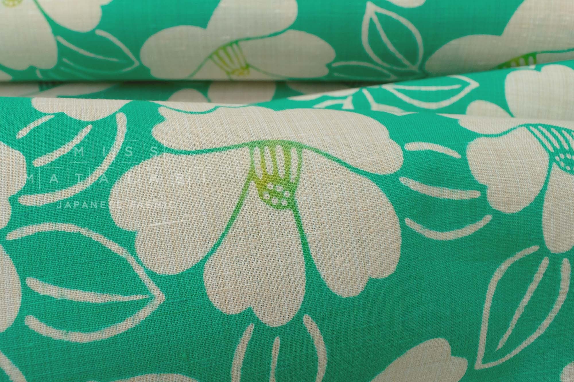Shokunin Collection Hand-printed Chusen Japanese Yukata Fabric - Shirotsubaki - 50cm