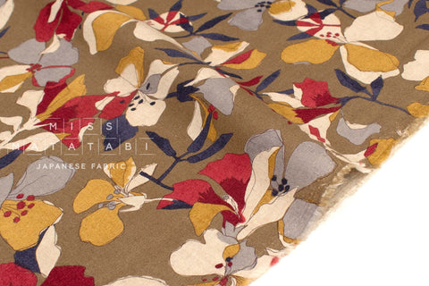 Japanese Fabric Nikola Floral Linen Blend - C - 50cm