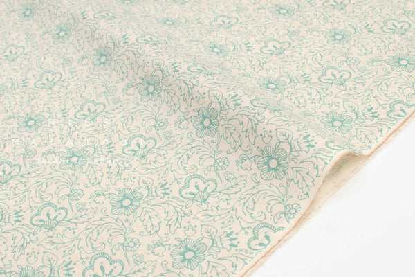 Japanese Fabric Sketched Little Floral Linen Blend - A - 50cm