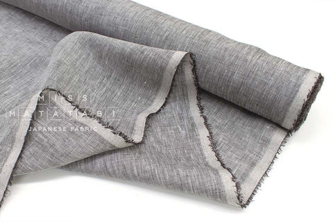 DEADSTOCK Japanese Fabric 100% Linen Chambray - black - 50cm