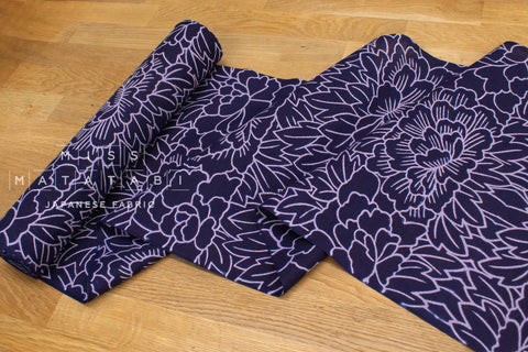 Shokunin Collection Hand-printed Chusen Japanese Yukata Fabric - Yokodan Botan - 50cm