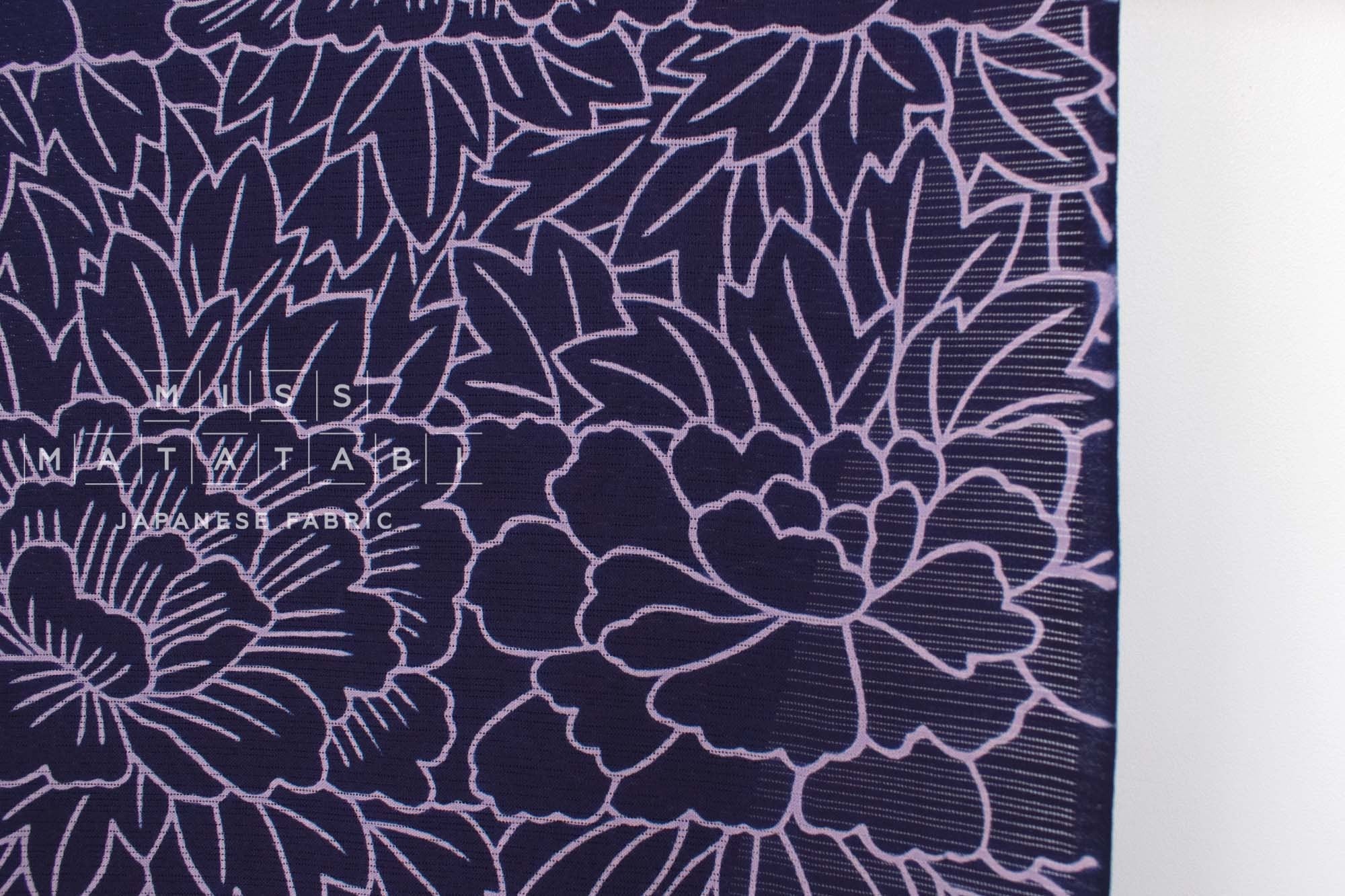 Shokunin Collection Hand-printed Chusen Japanese Yukata Fabric - Yokodan Botan - 50cm