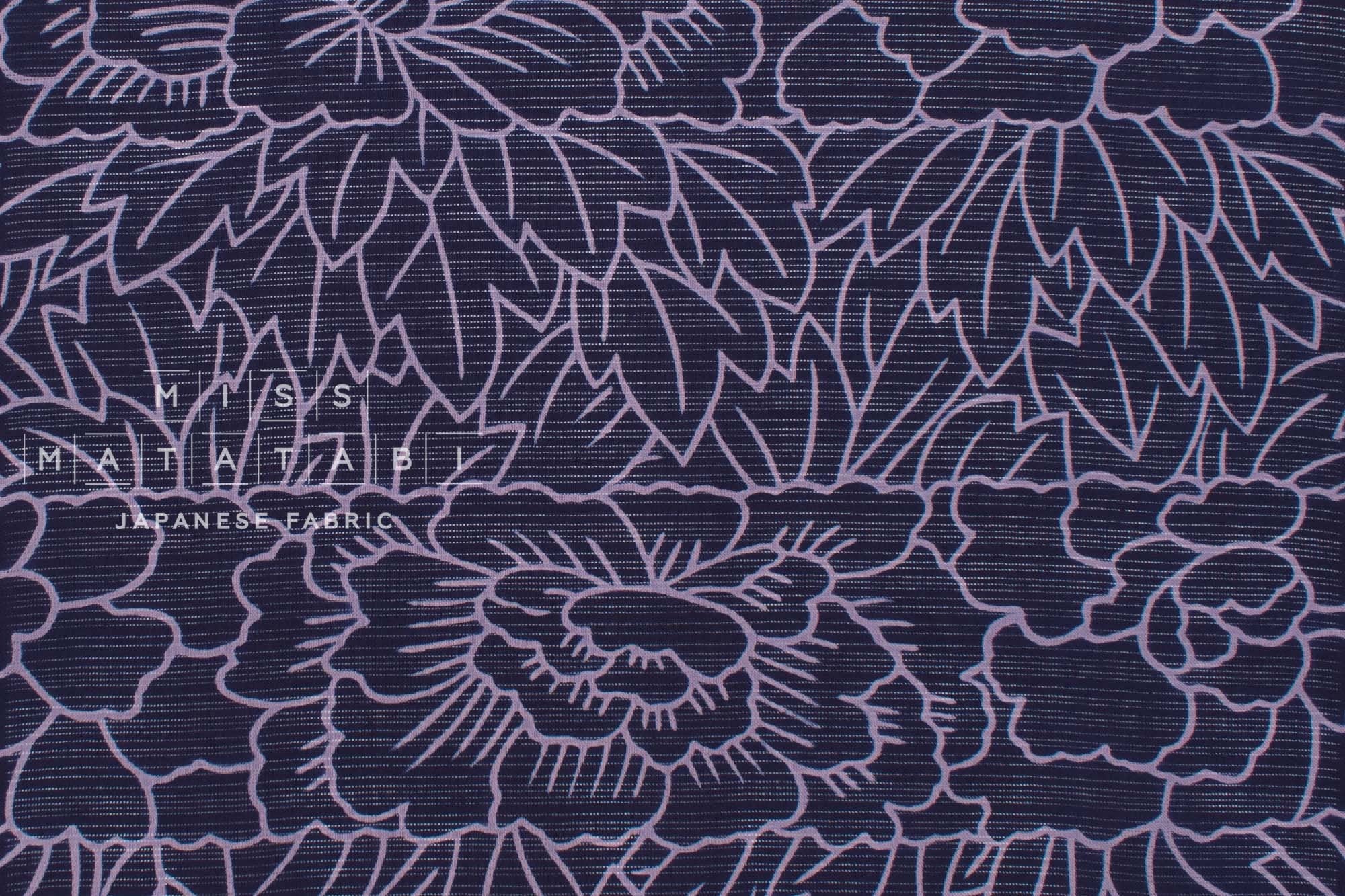 Shokunin Collection Hand-printed Chusen Japanese Yukata Fabric - Yokodan Botan - 50cm