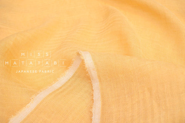 DEADSTOCK Japanese Fabric Washed Herringbone Linen Voile - buttercup - 50cm