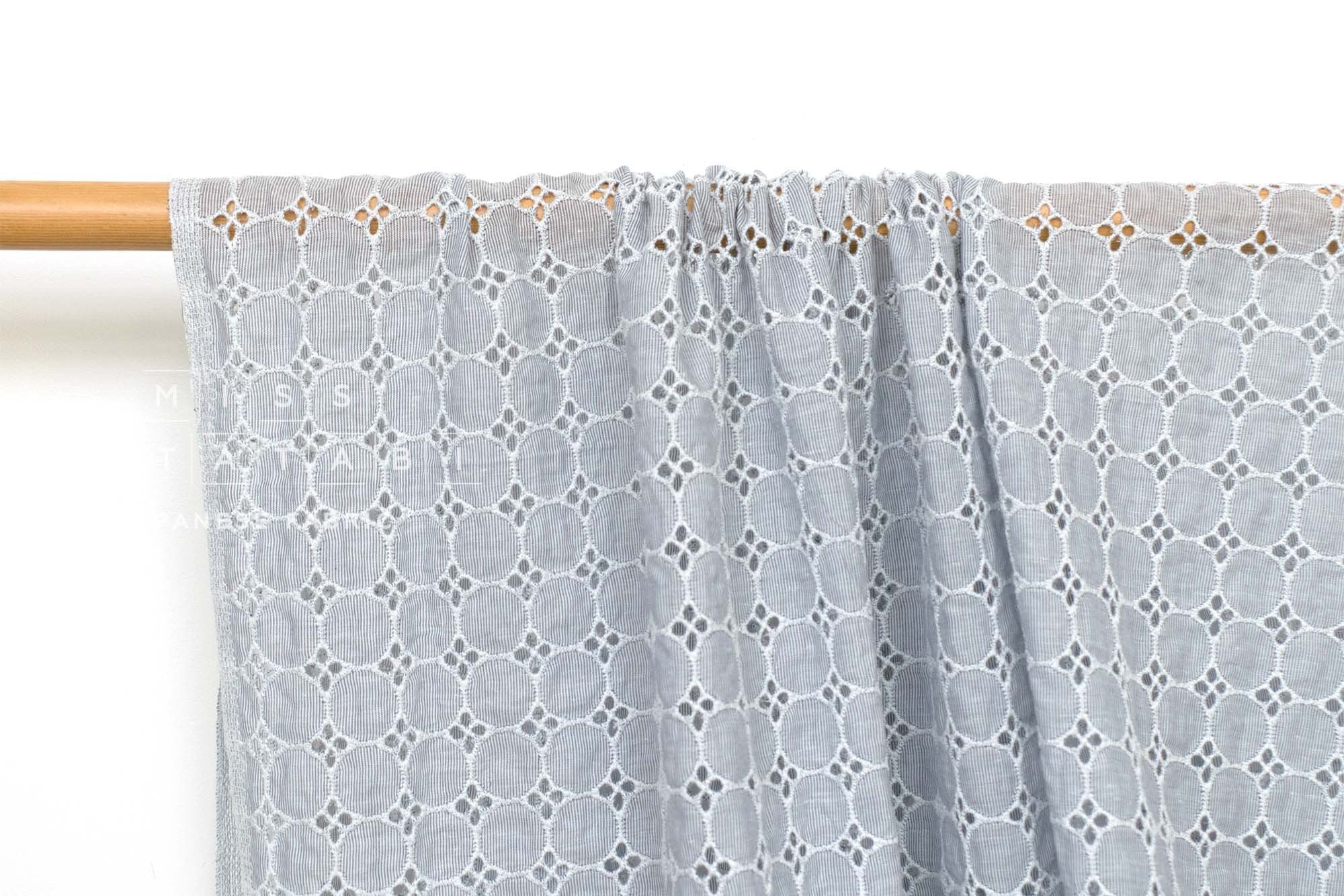 Japanese Fabric Embroidered Eyelet Cotton Lawn - June - 50cm