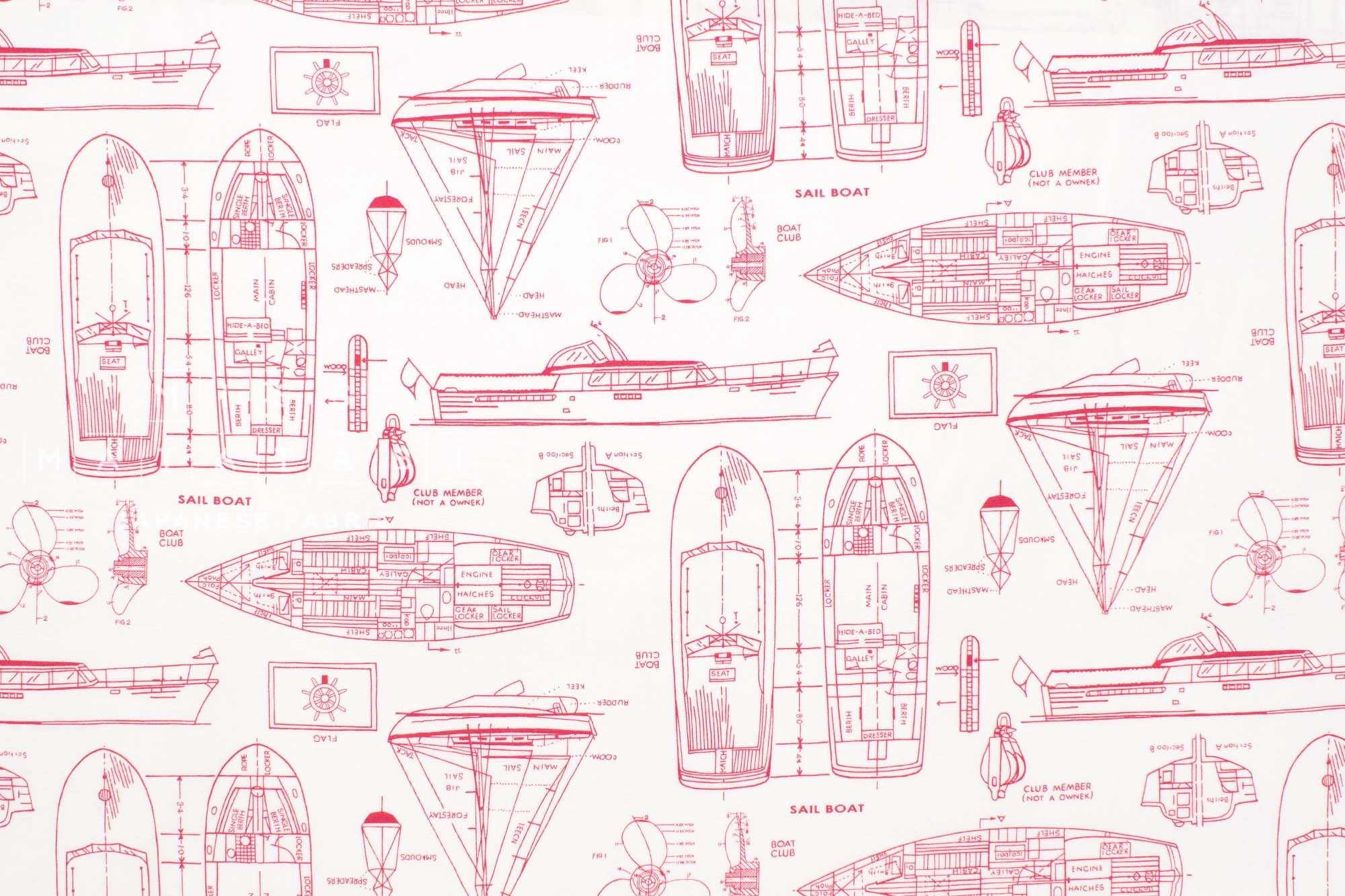 Japanese Fabric Sail Boat Plans - red - 50cm