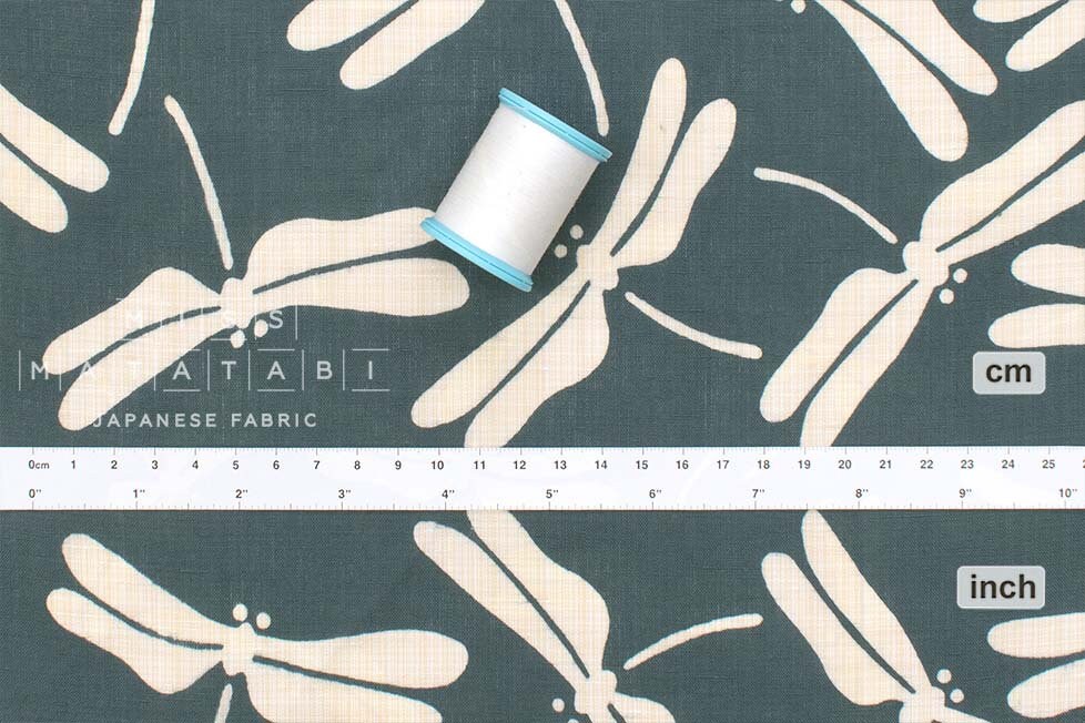Shokunin Collection Hand-printed Chusen Japanese Yukata Fabric - Tonbo Dragonfly - 50cm