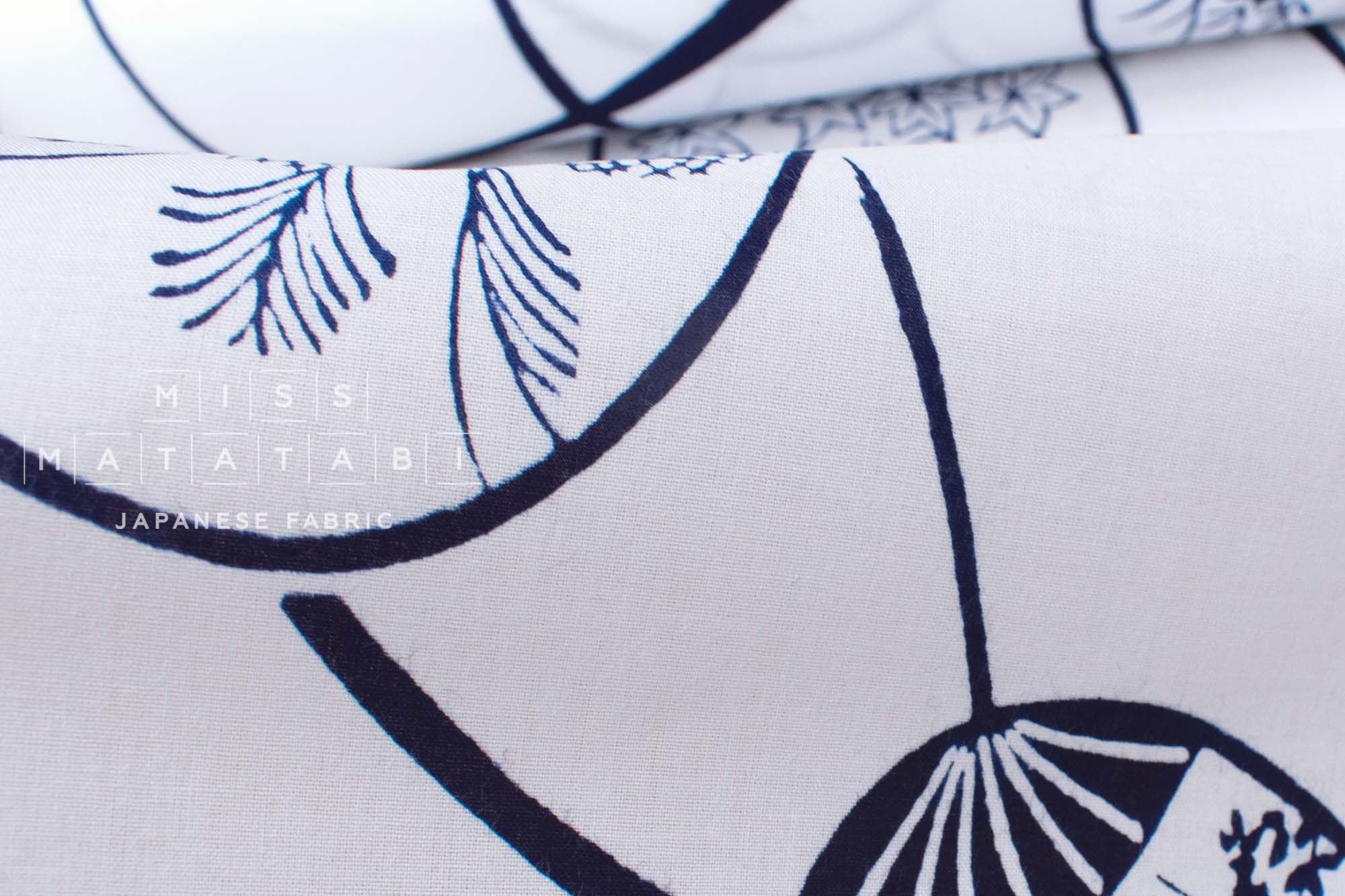 Shokunin Collection Hand-printed Chusen Japanese Yukata Fabric - Uchiwa Fan - 50cm