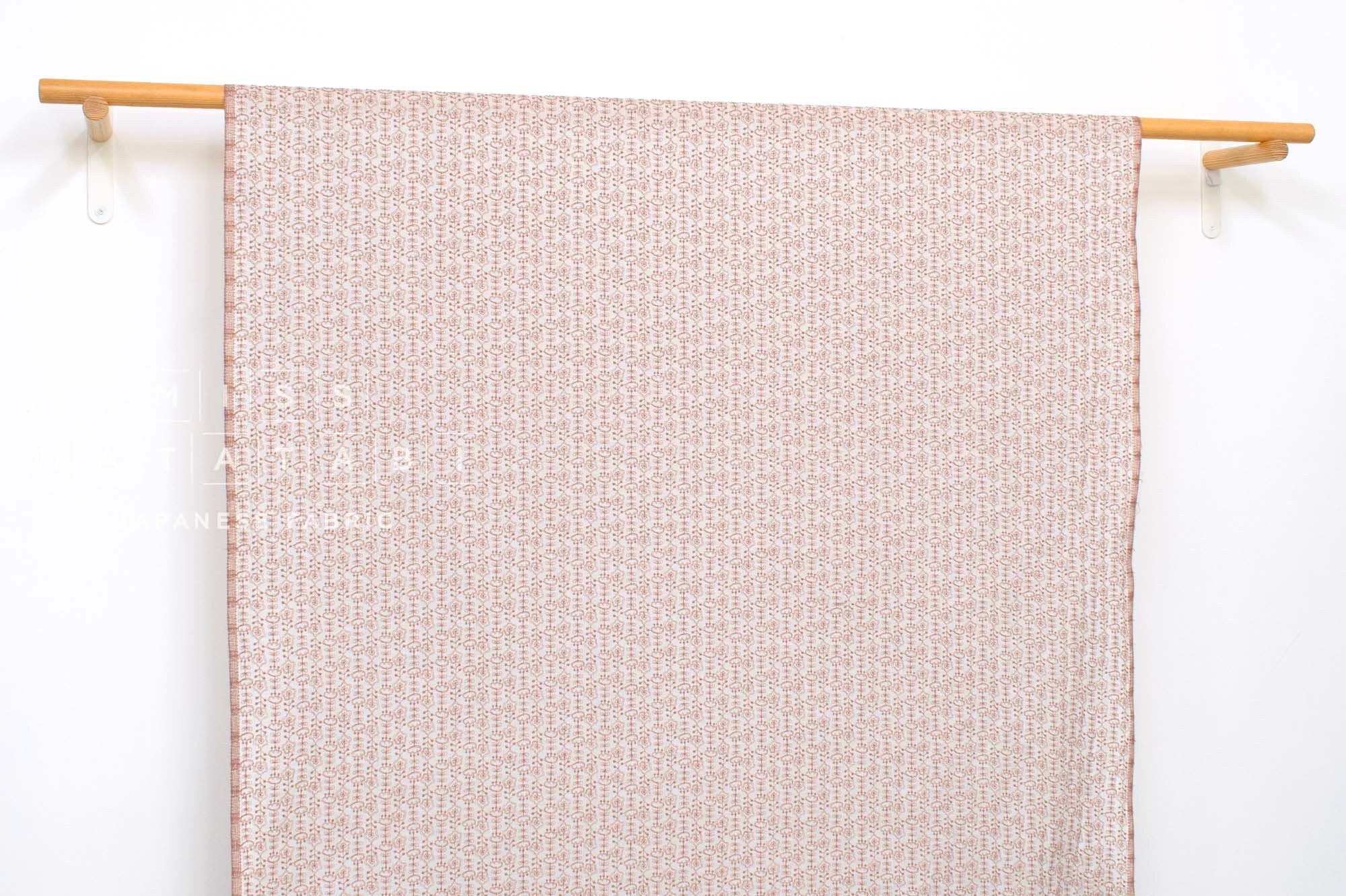 Japanese Fabric Embroidered Cotton Lawn Vincent - mocha - 50cm