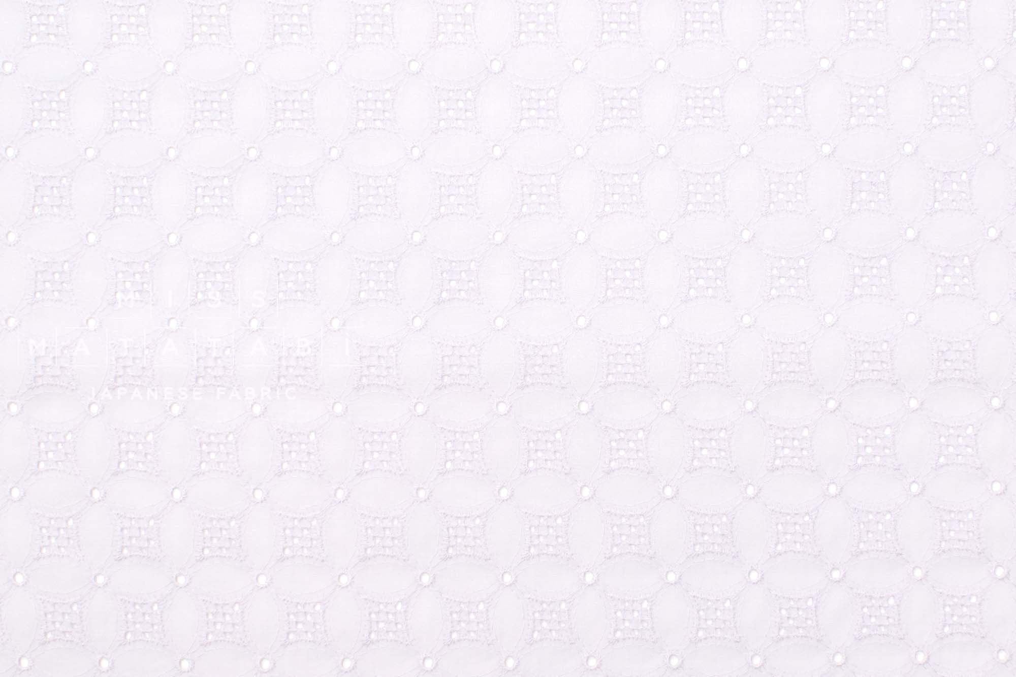 Japanese Fabric Embroidered Eyelet Cotton Lawn - pale lilac - 50cm