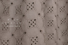Japanese Fabric Embroidered Eyelet Cotton Lawn - stone taupe - 50cm