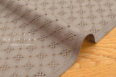 Japanese Fabric Embroidered Eyelet Cotton Lawn - stone taupe - 50cm