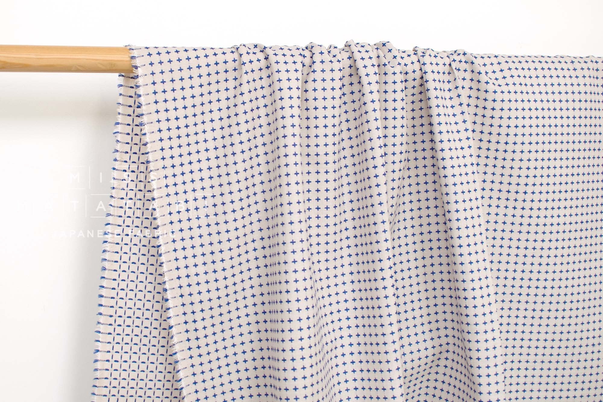 Japanese Fabric Yarn Dyed Sashiko Cross - blue - 50cm