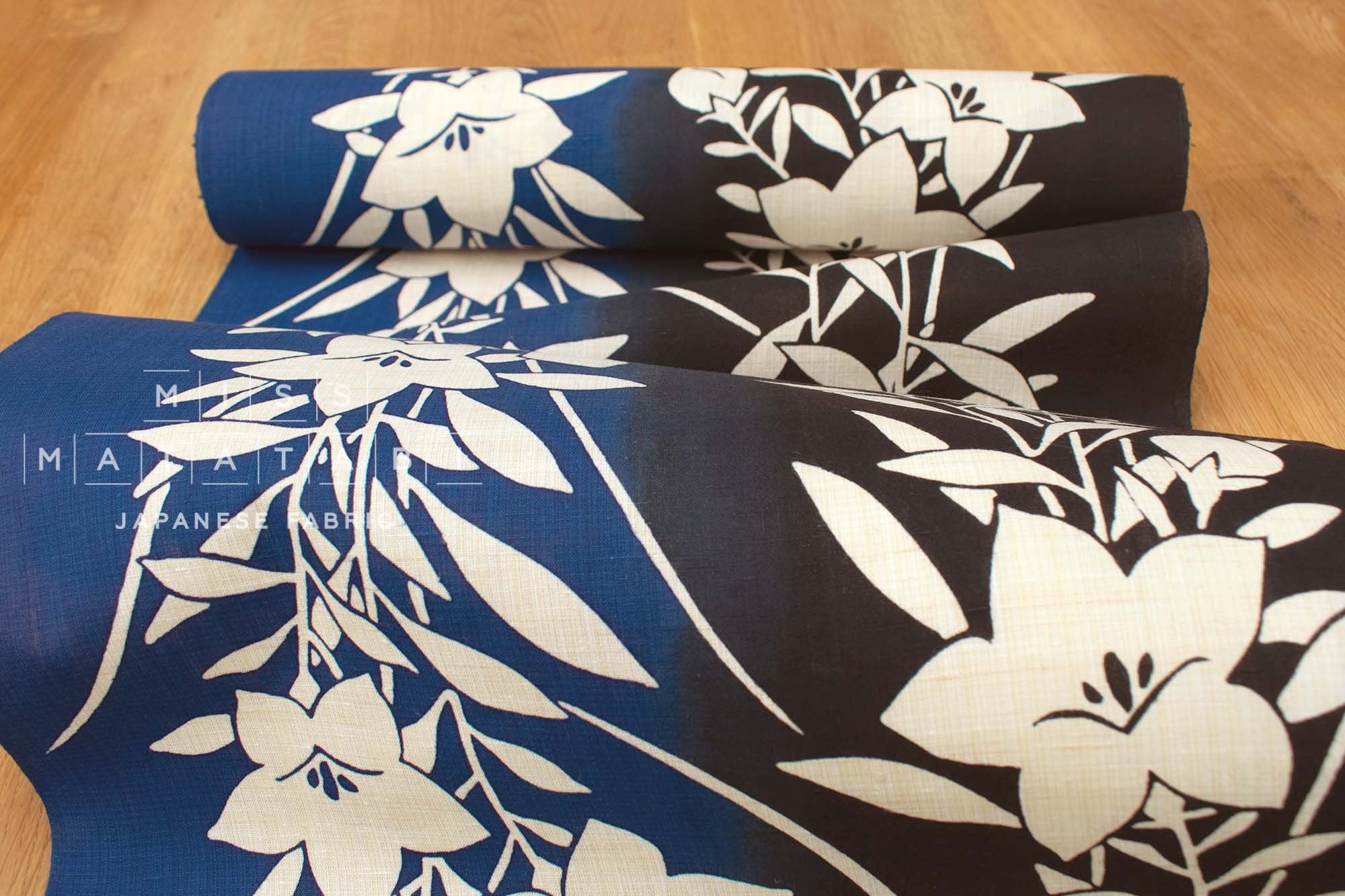 Shokunin Collection Hand-printed Chusen Japanese Yukata Fabric - Kikyou - 50cm