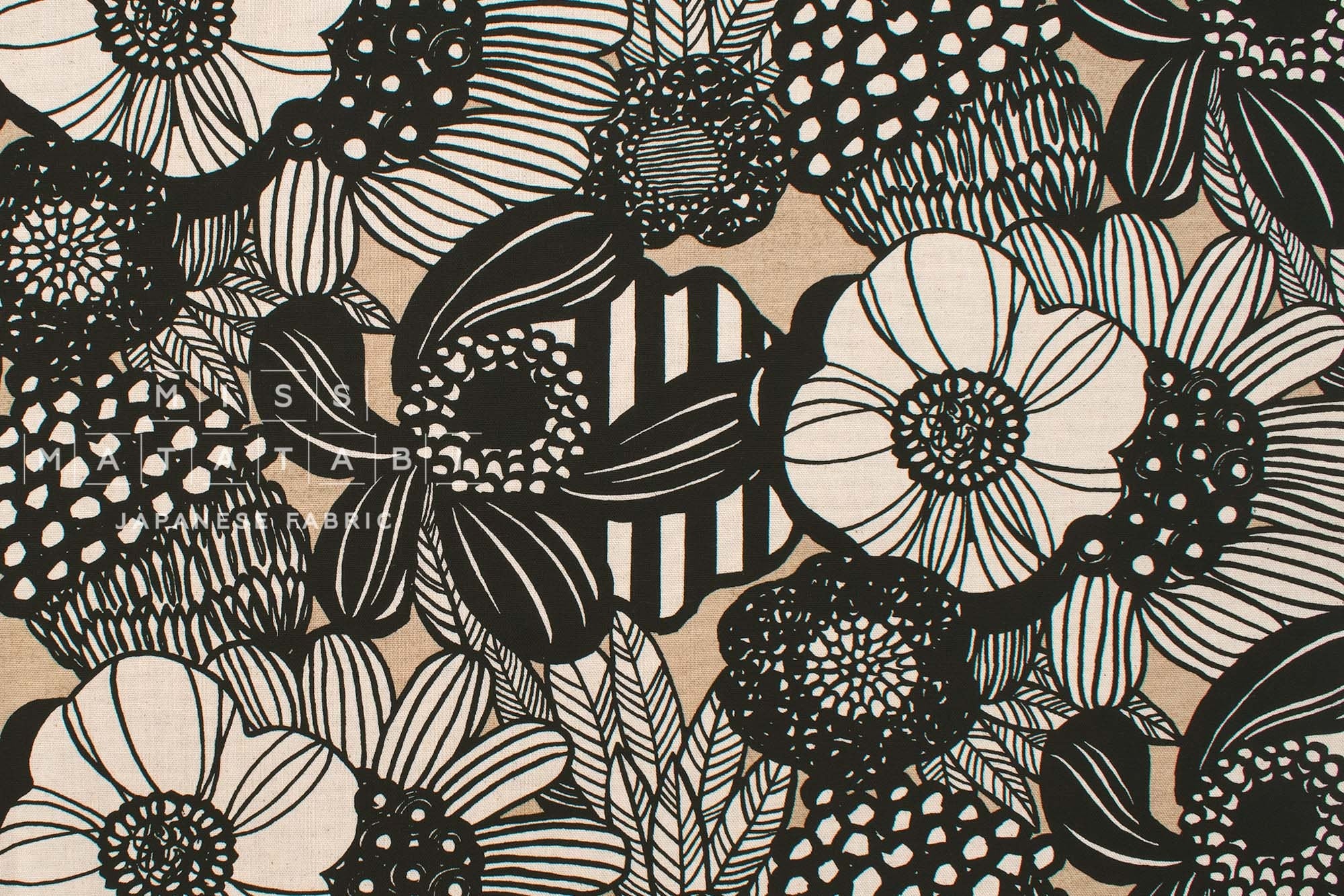 Japanese Fabric Wild Floral Canvas - K - 50cm