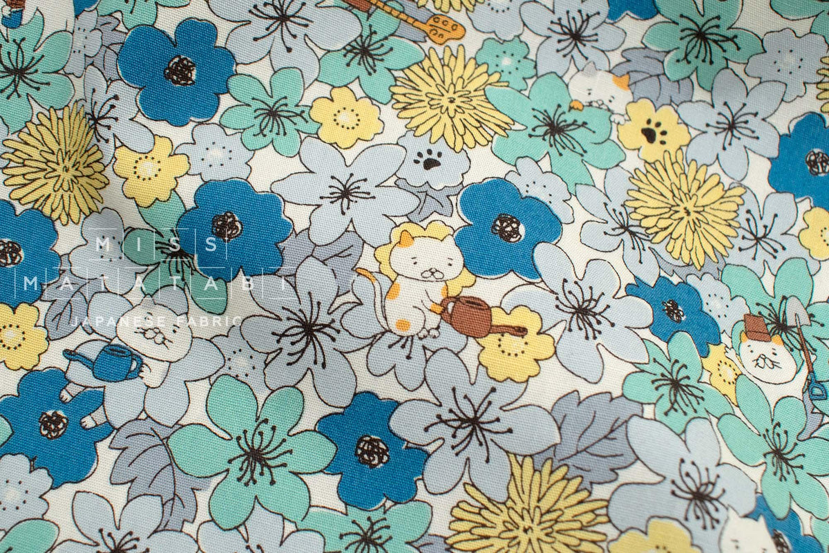 Japanese Fabric Summertime Cats - B - 50cm