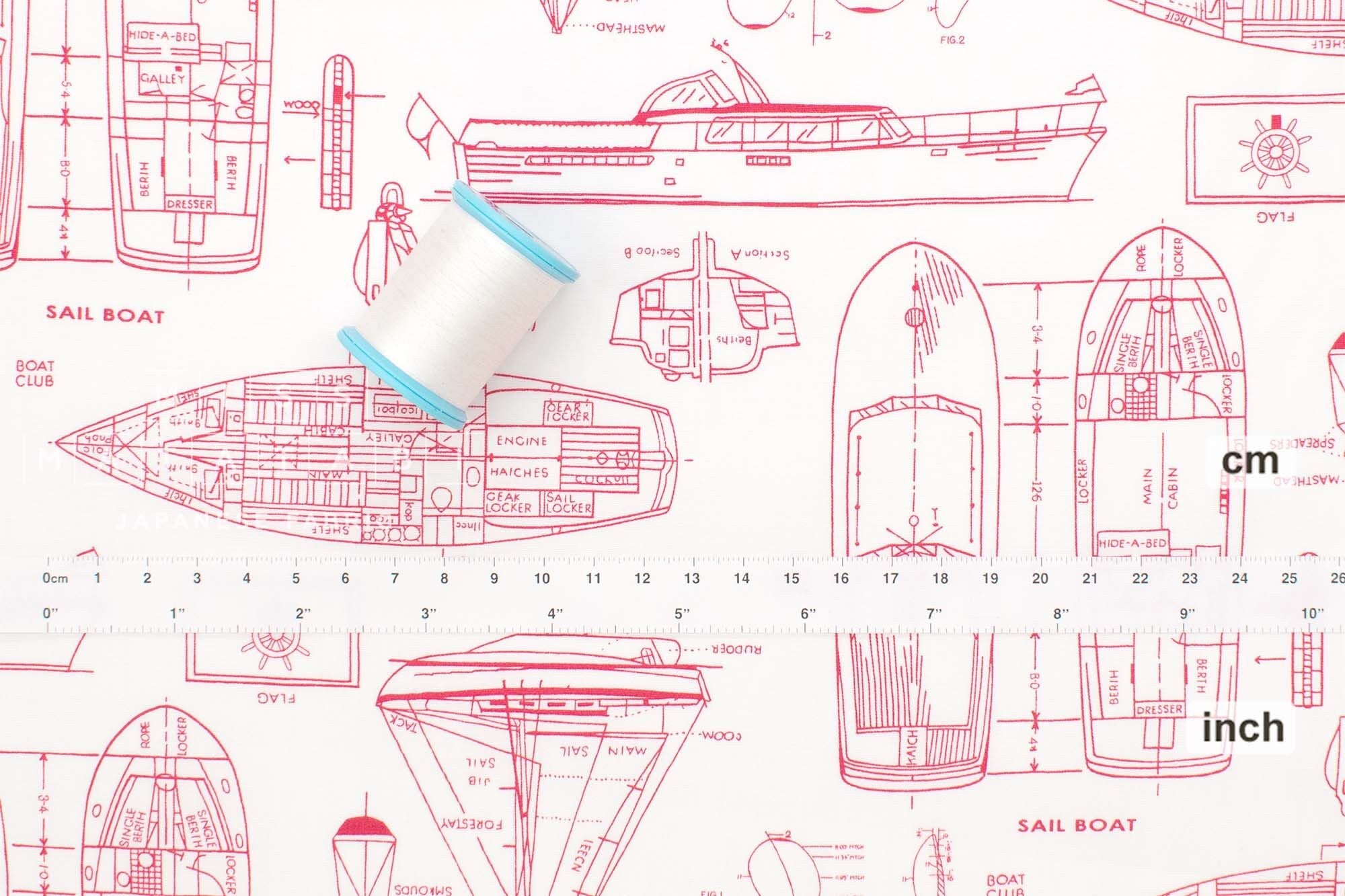 Japanese Fabric Sail Boat Plans - red - 50cm