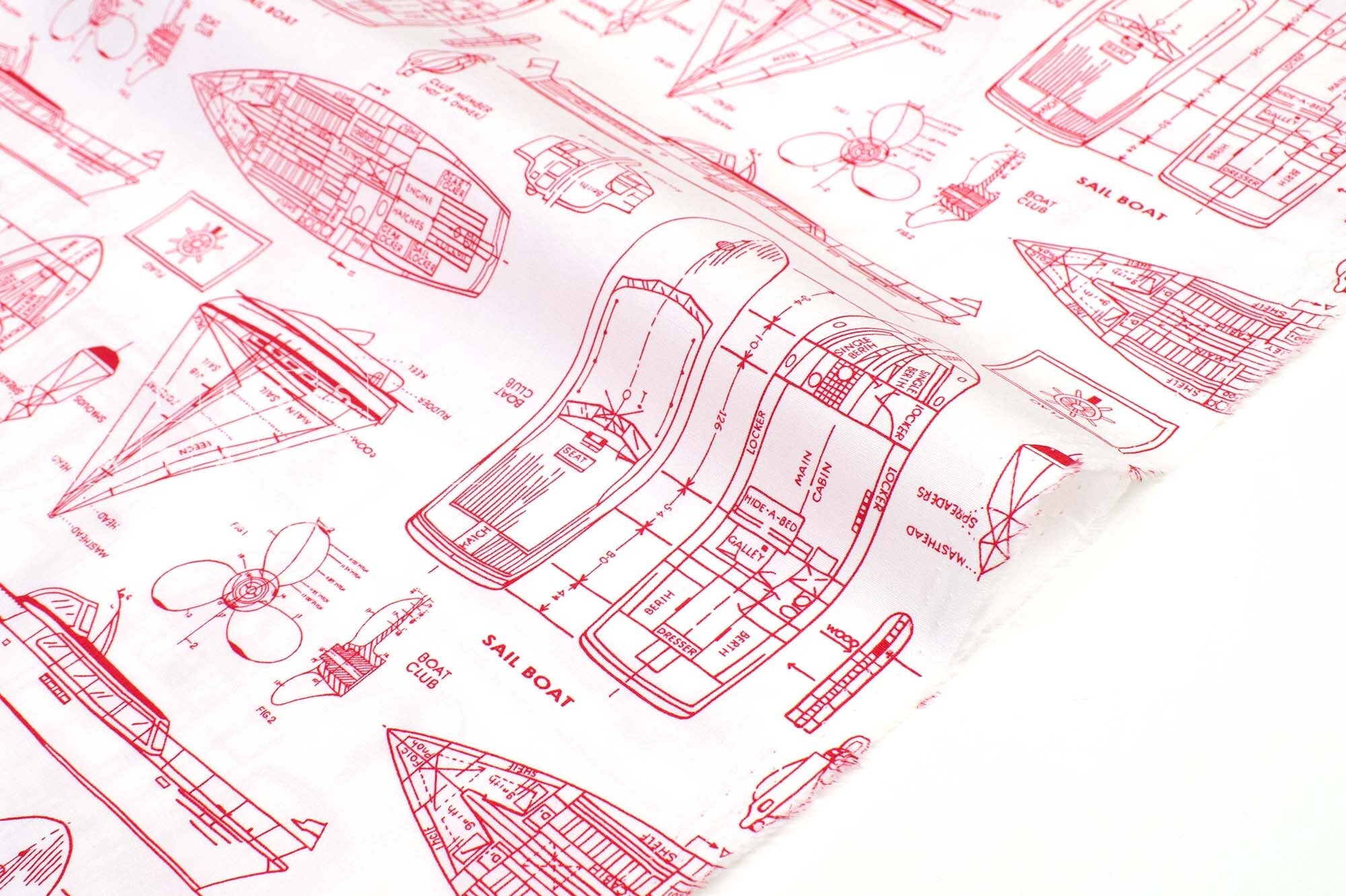 Japanese Fabric Sail Boat Plans - red - 50cm