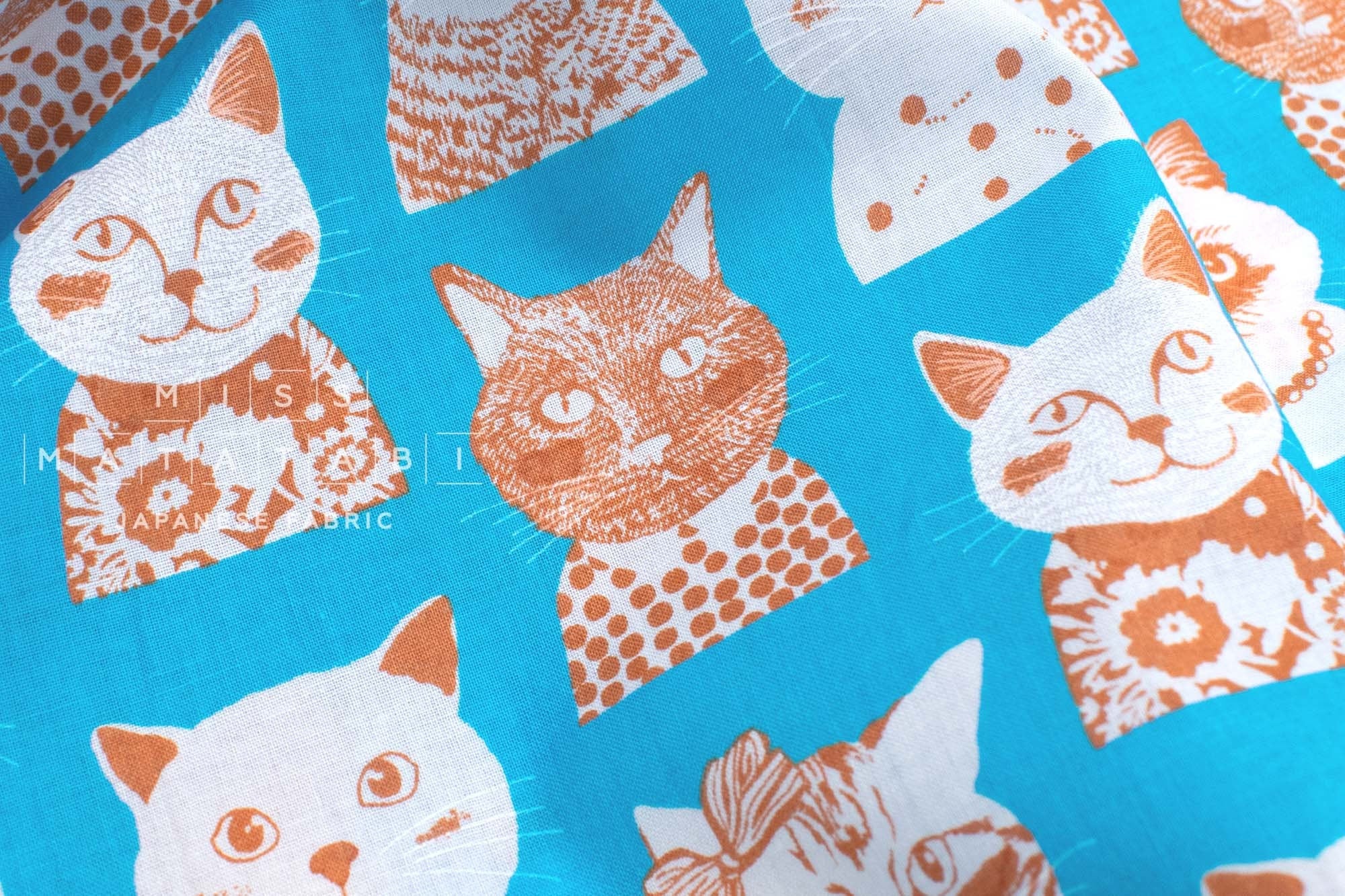 Japanese Fabric Dashing Cats - C - 50cm