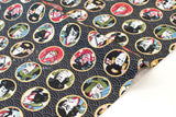 Japanese Fabric Kabuki - black, metallic gold - 50cm