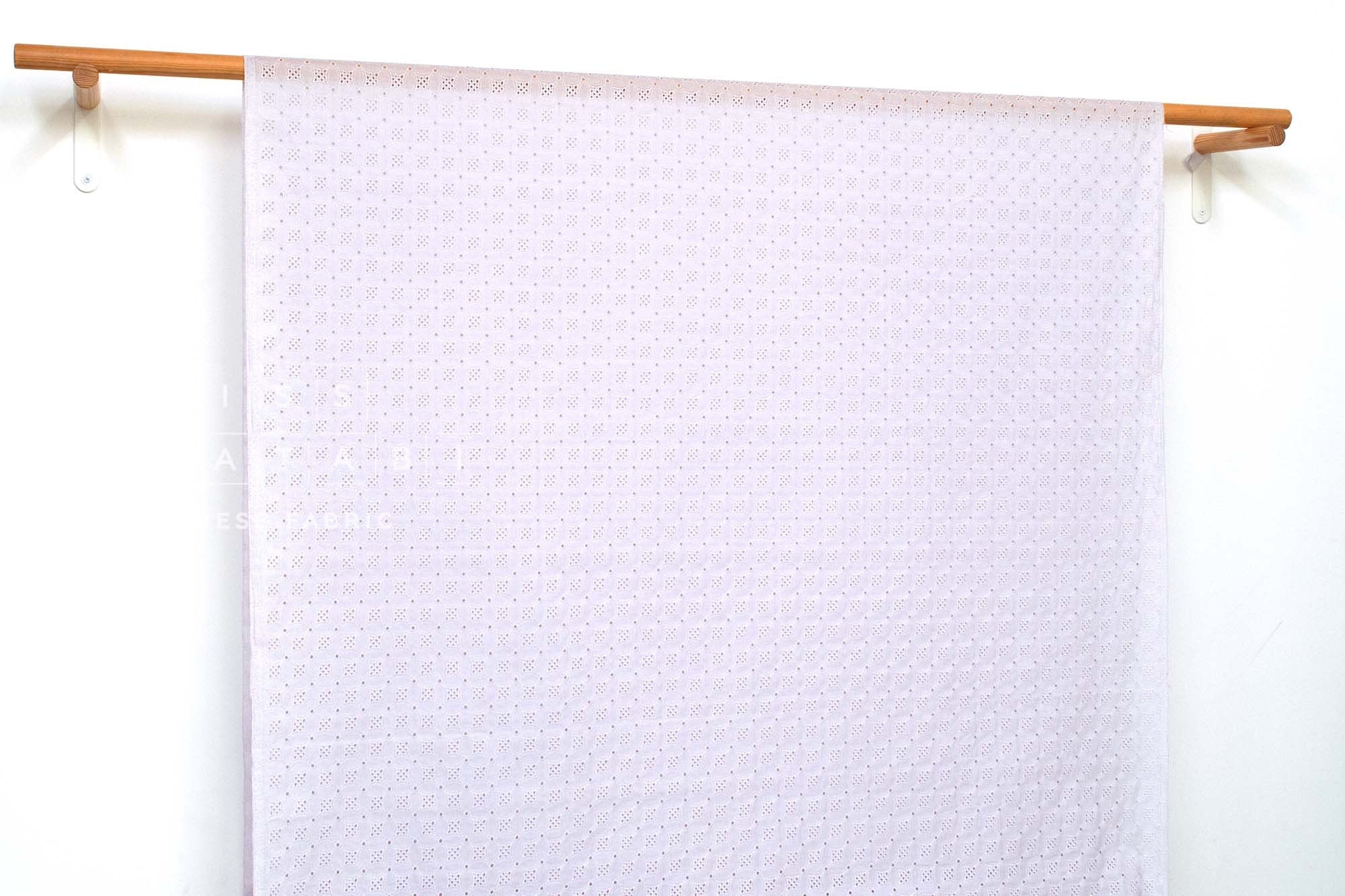 Japanese Fabric Embroidered Eyelet Cotton Lawn - pale lilac - 50cm