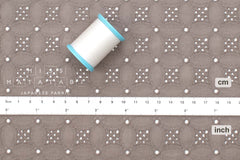 Japanese Fabric Embroidered Eyelet Cotton Lawn - stone taupe - 50cm