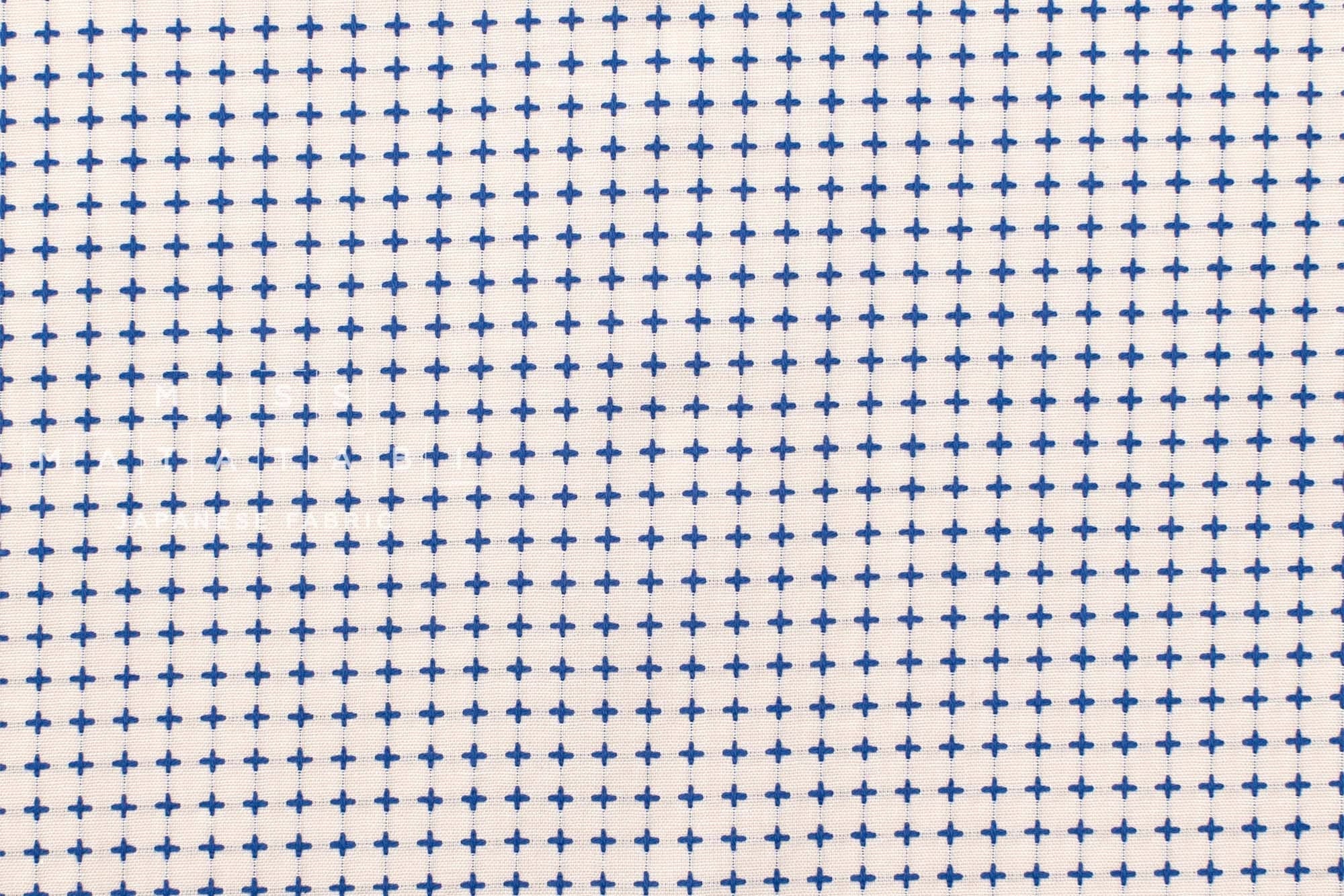 Japanese Fabric Yarn Dyed Sashiko Cross - blue - 50cm