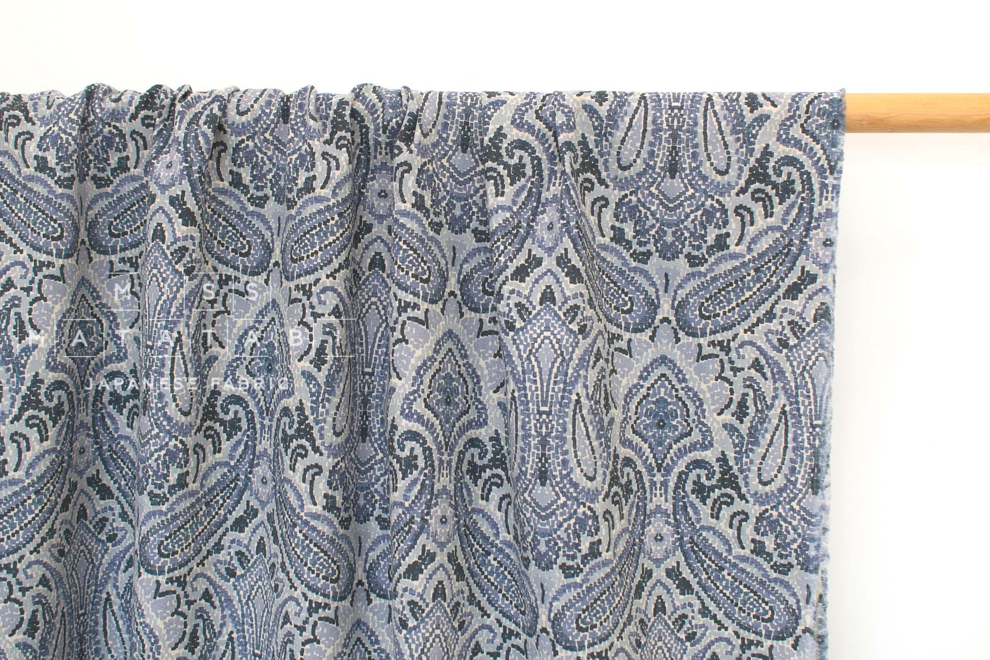 Japanese Fabric Paisley Linen Blend - E - 50cm
