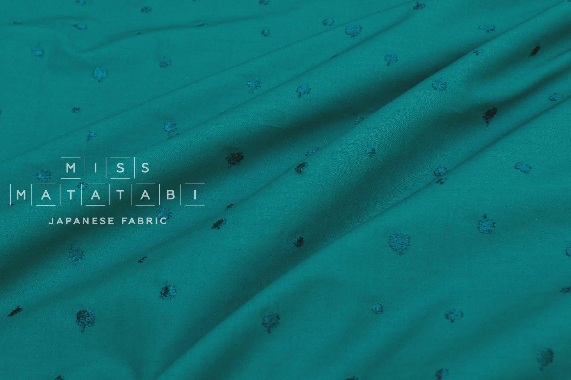 Japanese Fabric Embroidered Cotton Lawn Dots - green - 50cm