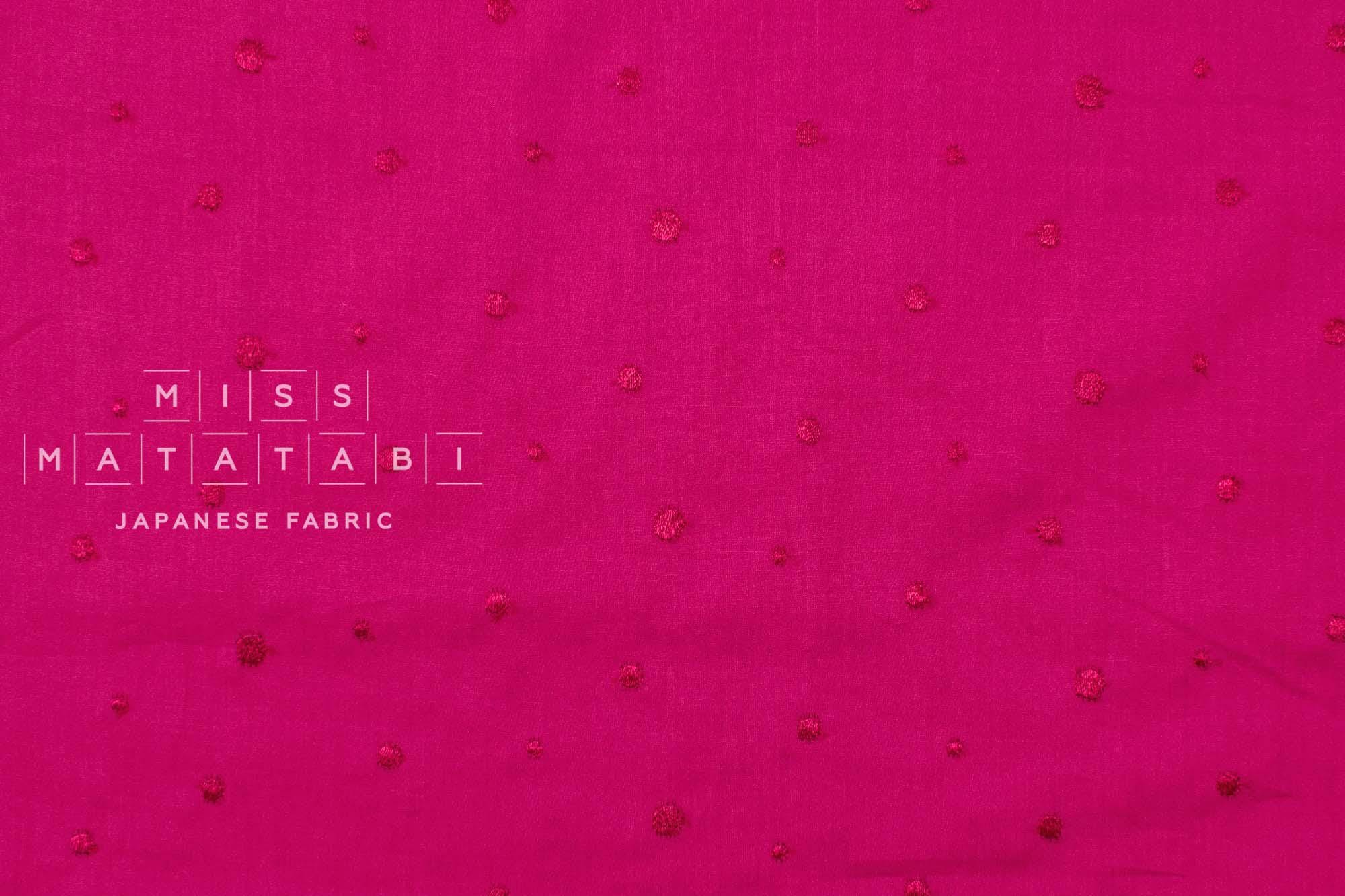 Japanese Fabric Embroidered Cotton Lawn Dots - pink - 50cm