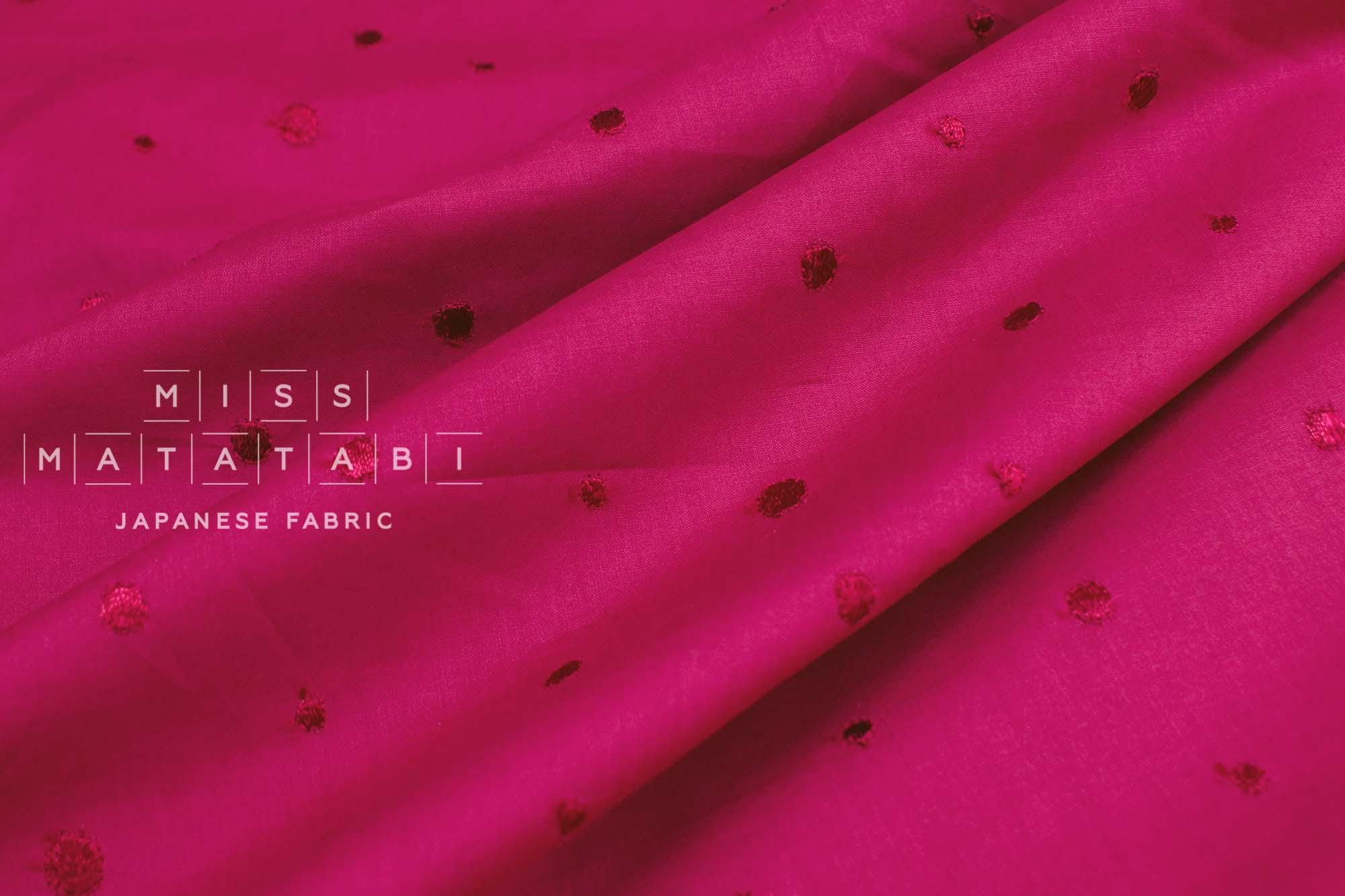 Japanese Fabric Embroidered Cotton Lawn Dots - pink - 50cm