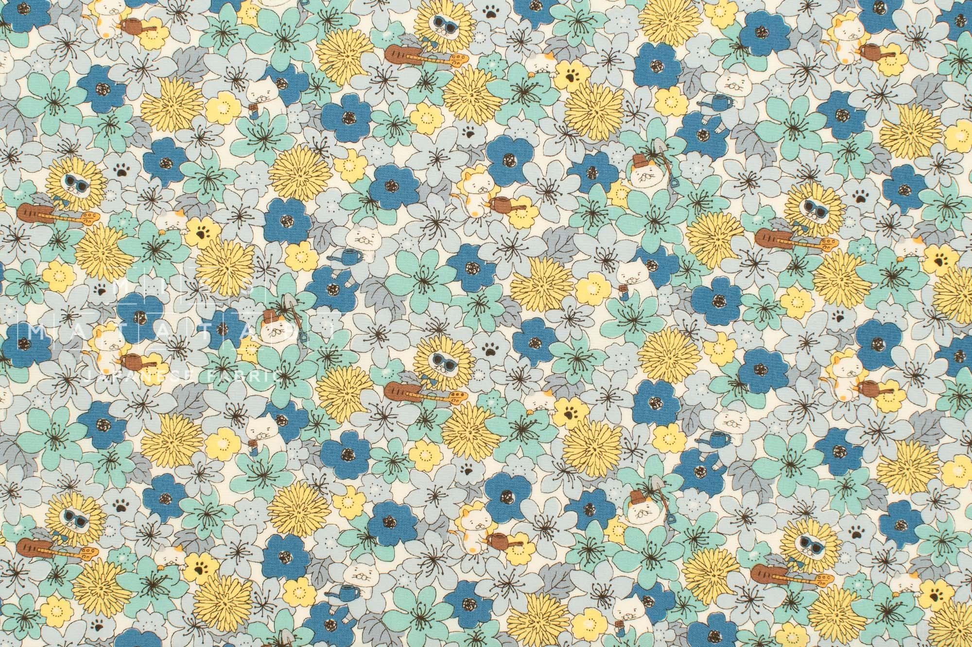 Japanese Fabric Summertime Cats - B - 50cm