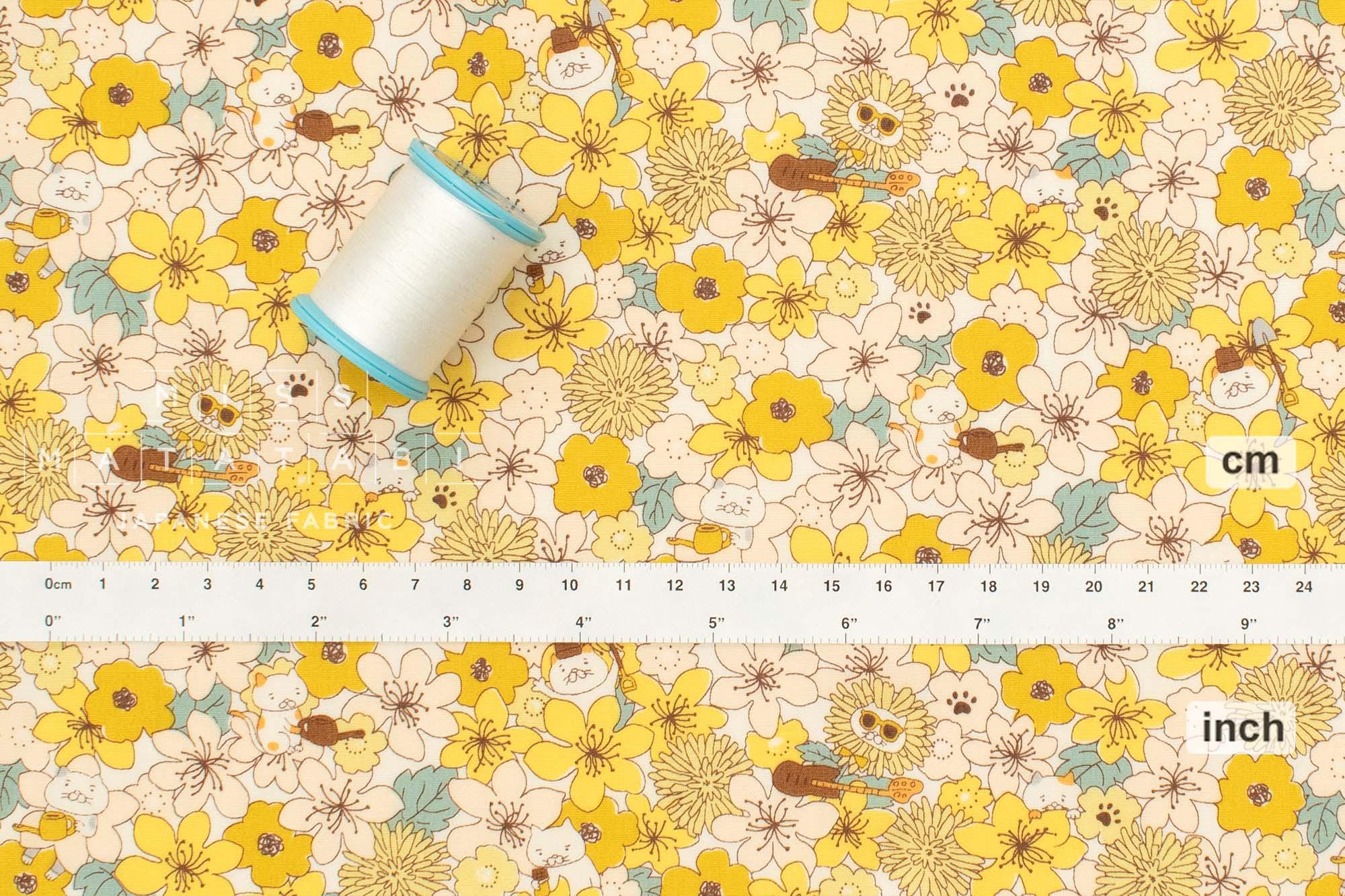 Japanese Fabric Summertime Cats - C - 50cm