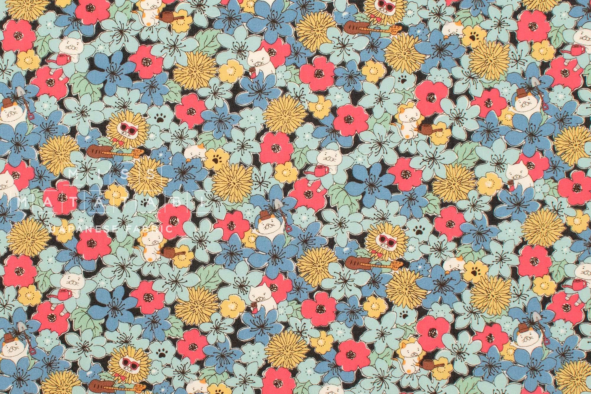 Japanese Fabric Summertime Cats - E - 50cm