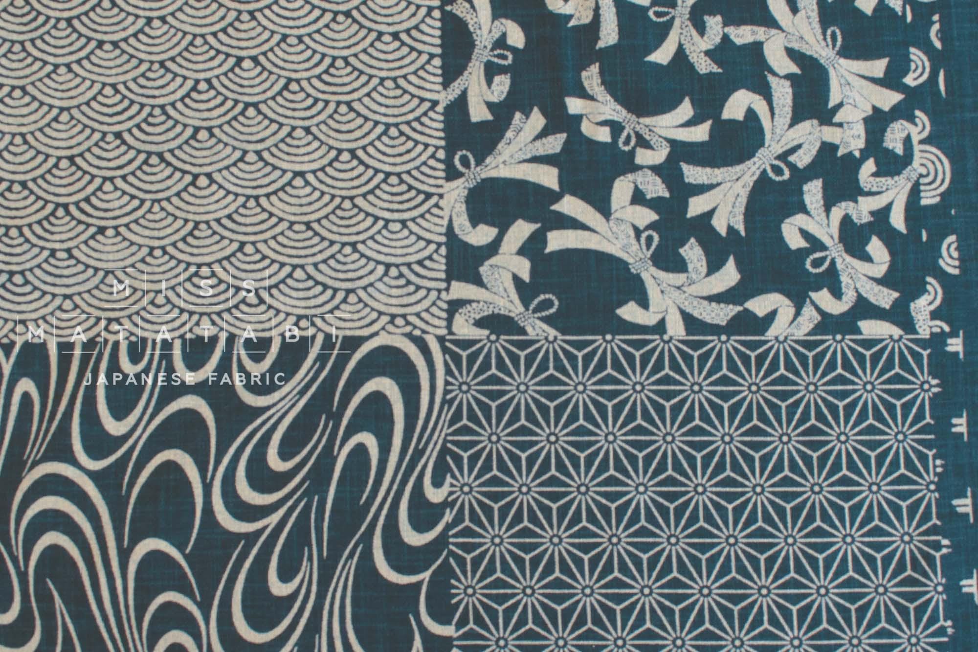 Shokunin Collection Hand-printed Japanese Fabric Komon Mix 1 - 57A - 50cm