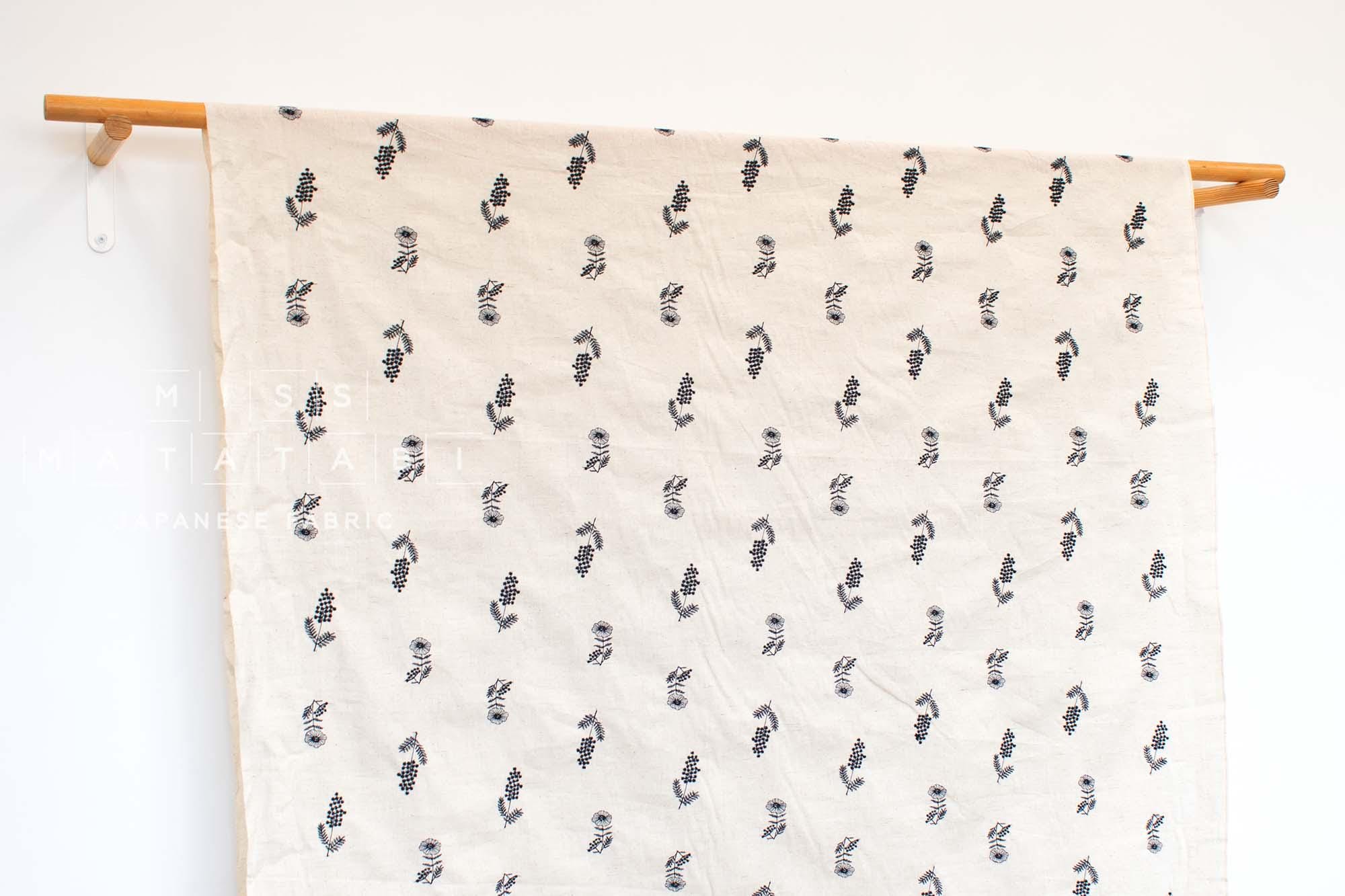 Japanese Fabric Embroidered Linen Blend - A1 - 50cm