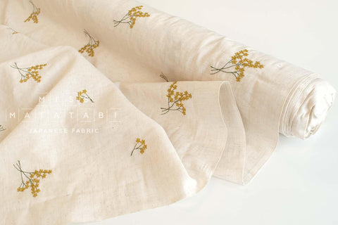 Japanese Fabric Embroidered Linen Blend - C1 - 50cm